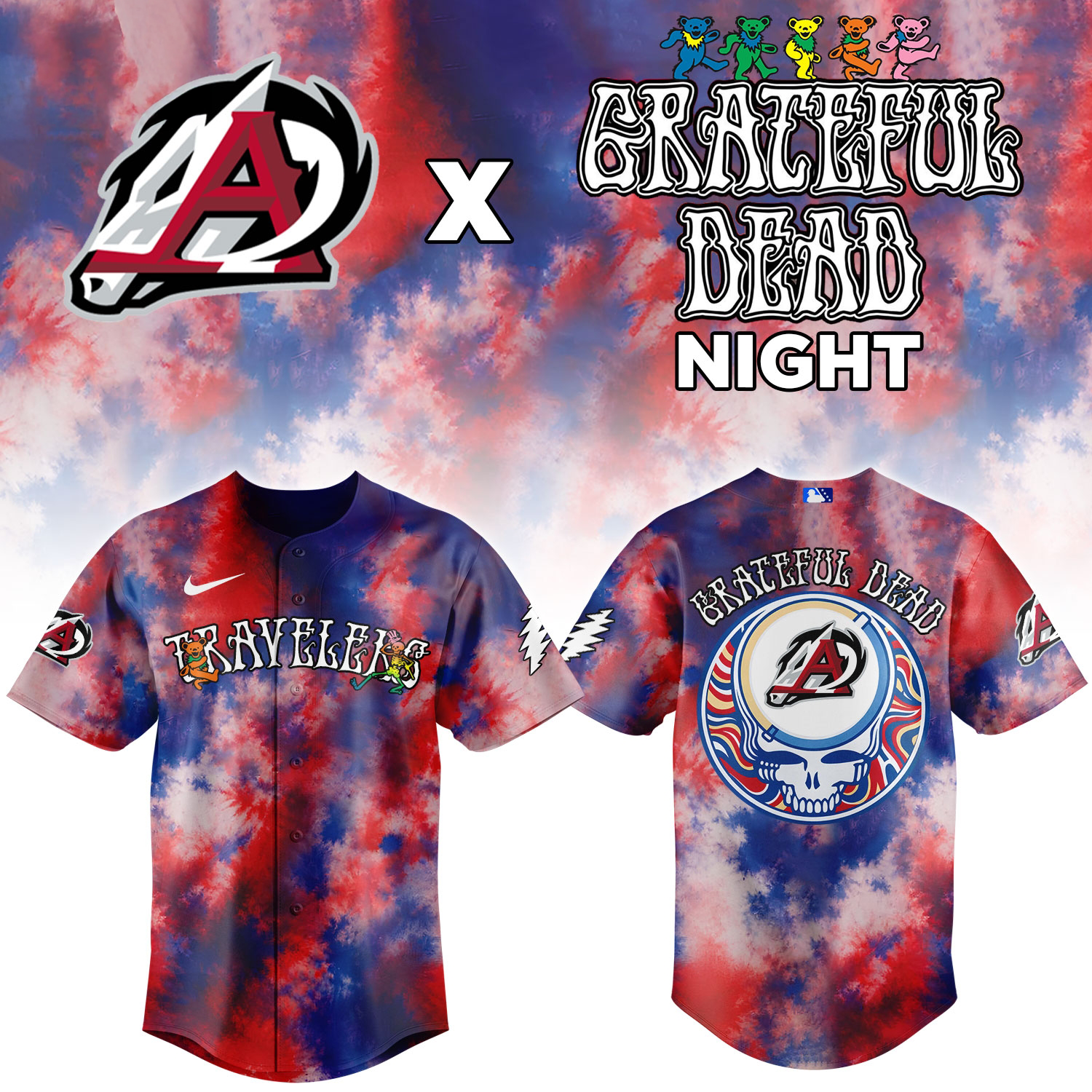 Arkansas Travelers Grateful Dead Theme Night Limited Edition Baseball Jersey