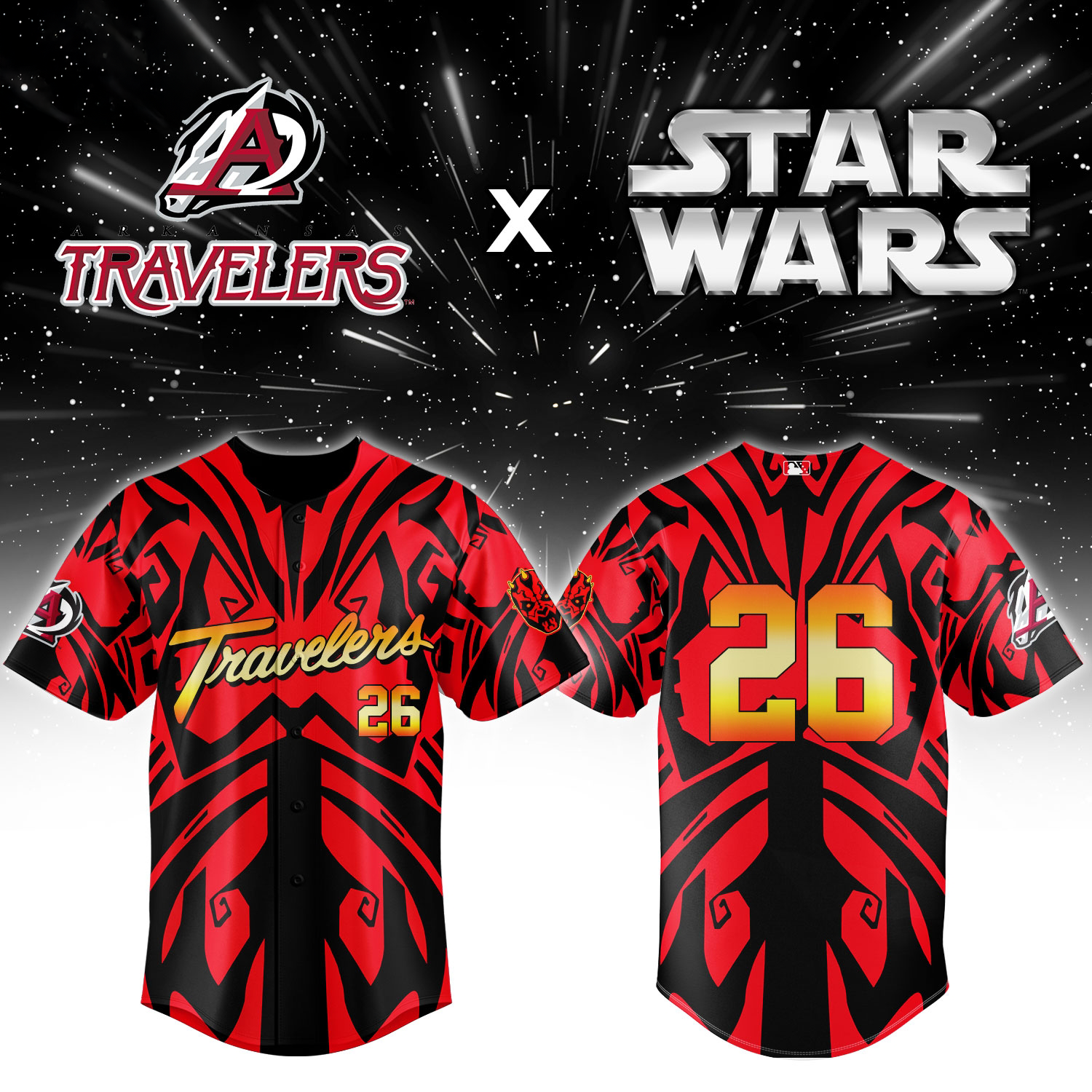 Arkansas Travelers Star Wars Darth Maul Grateful Night Limited Edition Baseball Jersey
