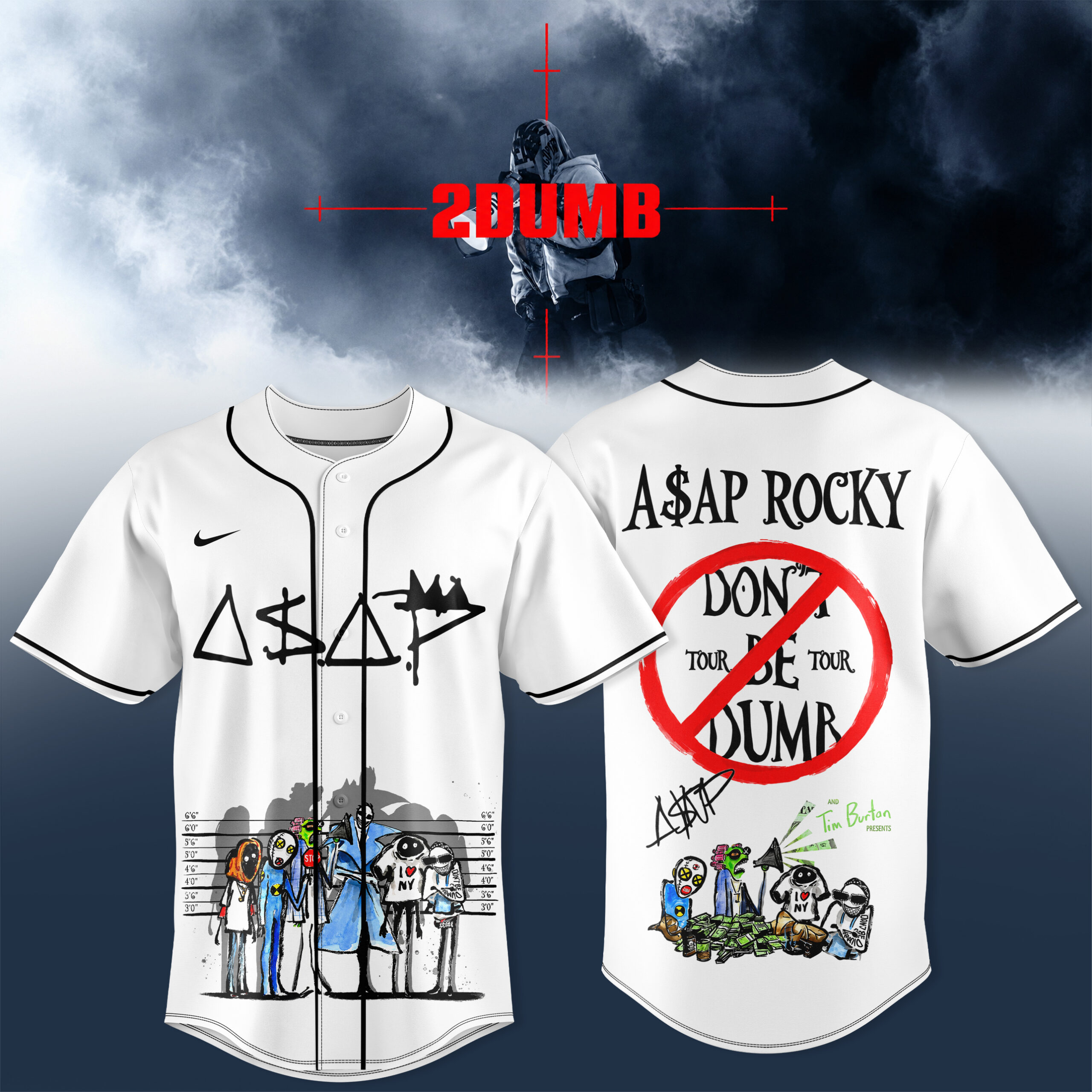 Asap Rky Dont Be Dumb Tour Baseball Jersey 3D All Over Print Concert Fan Edition 2 - Unicasport Asap Rky Dont Be Dumb Tour Baseball Jersey 3D All Over Print Concert Fan Edition