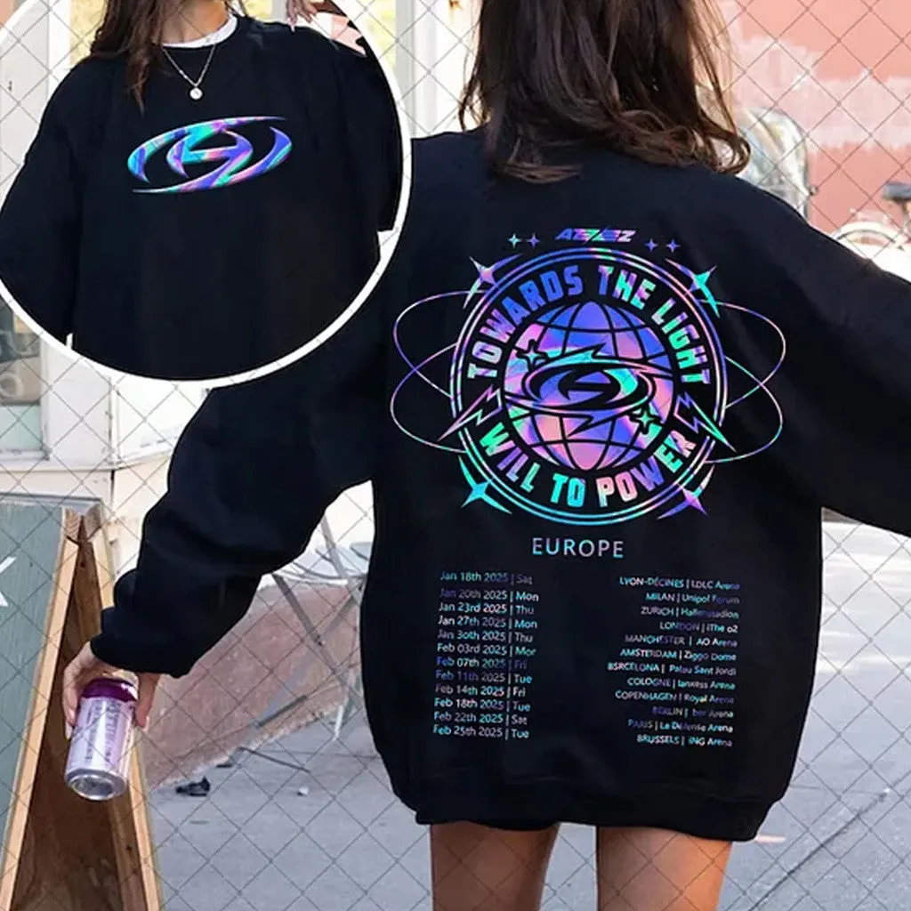 Ateez Merch 2025 Ateez Towards the Light World Europe Tour Laser Printing Sweatshirt Her Gifts
