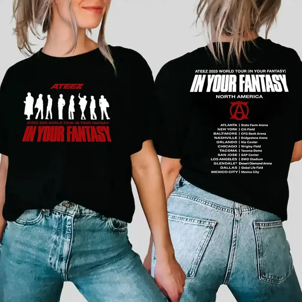 Ateez Merch Ateez 2025 World Tour in Your Fantasy North America Tour TShirt Fan Merch