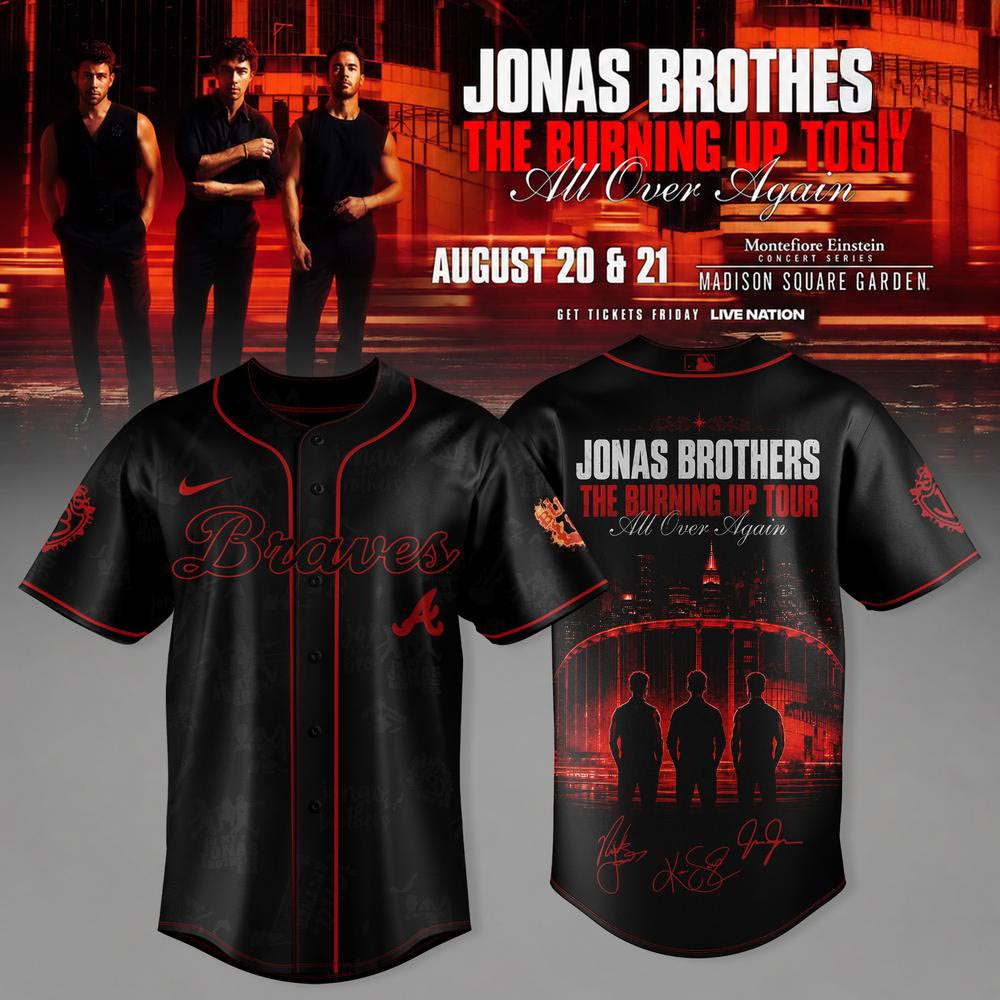 Atlanta Braves Jonas Brothers The Burning Up Tour 2026 Baseball Jersey 1 - Unicasport Atlanta Braves Jonas Brothers The Burning Up Tour 2026 Baseball Jersey
