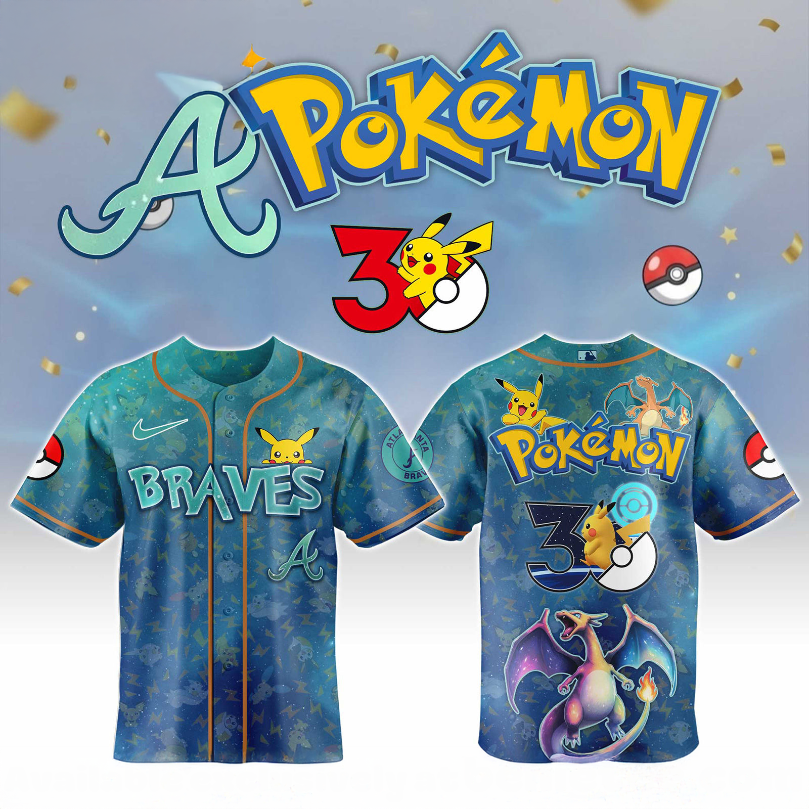 Atlanta Braves Pokemon Day Limited Baseball Jersey Fan Collection