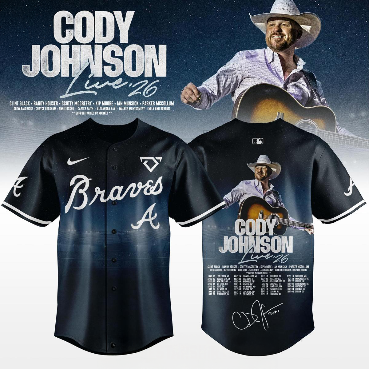 Atlanta Braves x Cody Johnson Live Tour 2026 Jersey