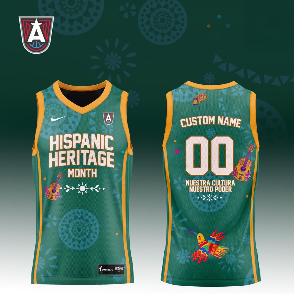 Atlanta Dream Hispanic Heritage Month Basketball Jersey Custom Name & Number Green Sleeveless Jersey 2 - Unicasport Atlanta Dream Hispanic Heritage Month Basketball Jersey Custom Name & Number Green Sleeveless Jersey
