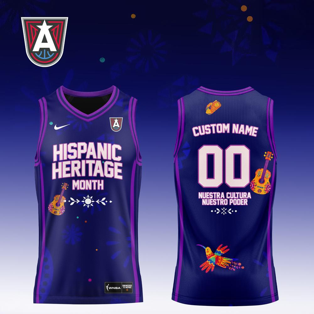 Atlanta Dream Hispanic Heritage Month Basketball Jersey Custom Name & Number Purple Sleeveless Jersey 1 - Unicasport Atlanta Dream Hispanic Heritage Month Basketball Jersey Custom Name & Number Purple Sleeveless Jersey