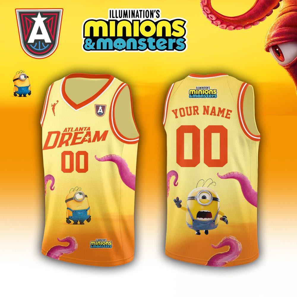 Atlanta Dream x Minions and Monsters 2026 Custom Name Number Basketball Jersey 1 - Unicasport Atlanta Dream x Minions and Monsters 2026 Custom Name Number Basketball Jersey