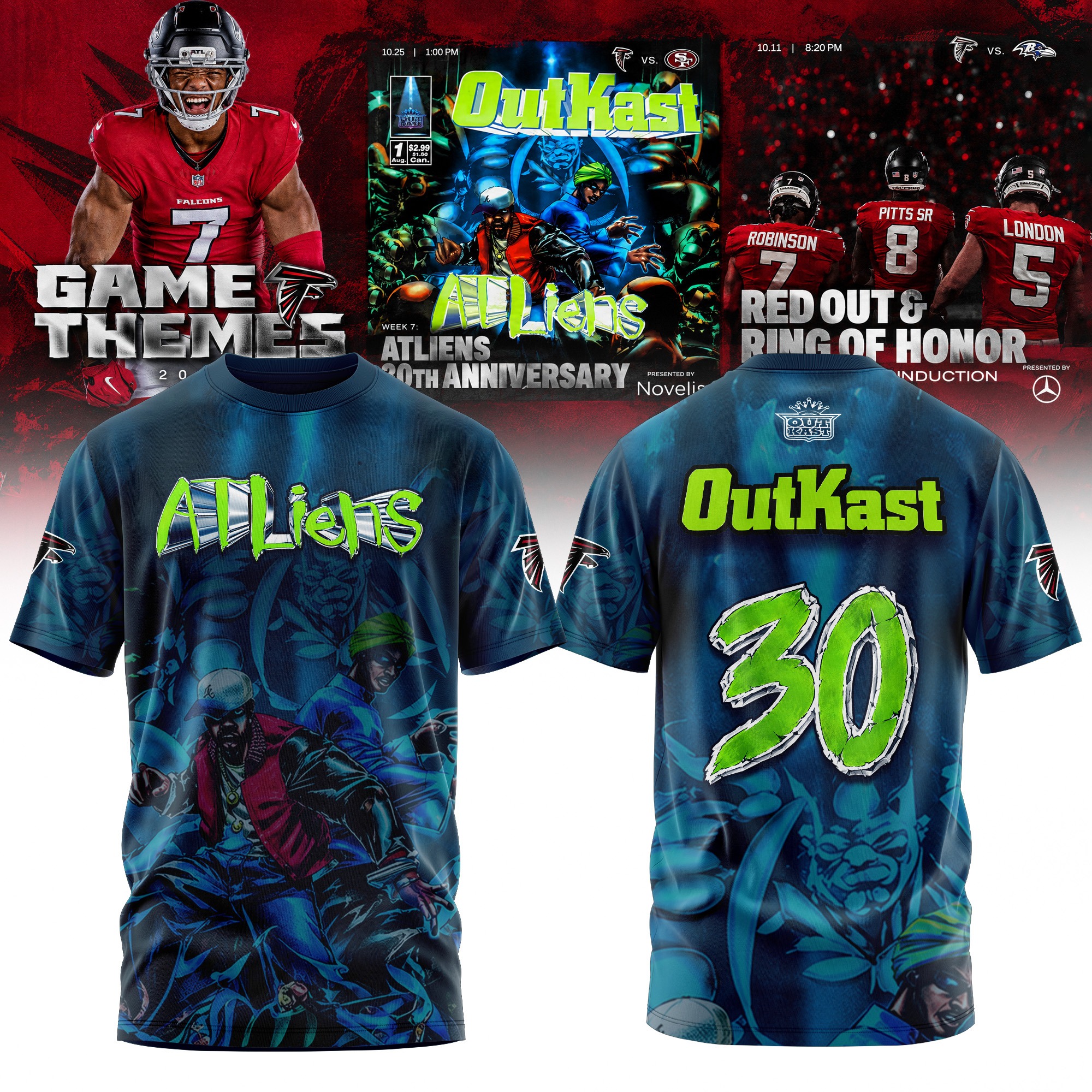 Atlanta Falcons OutKast ATLiens 30th Anniversary 2026 Football Jersey Red Black City Edition 1 - Unicasport Atlanta Falcons OutKast ATLiens 30th Anniversary 2026 Football Jersey Red Black City Edition