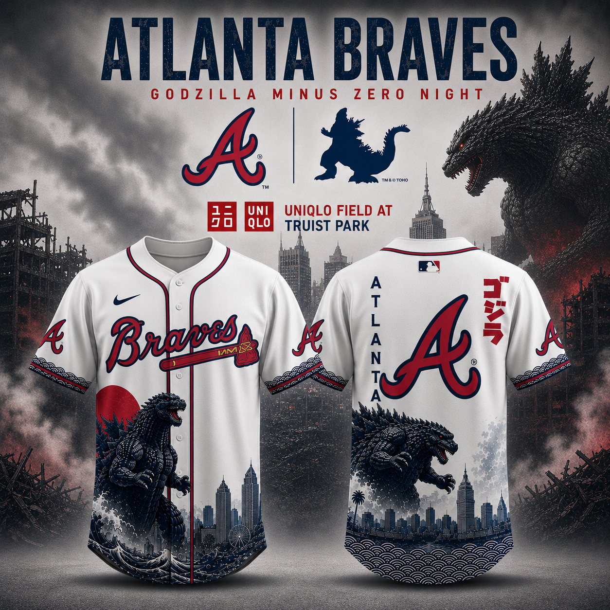 Atlanta Godzilla Minus One Premium Fan Baseball Jersey