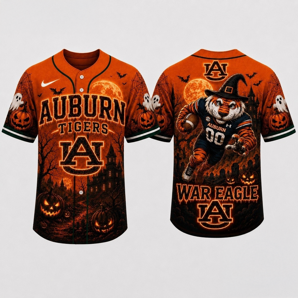 Auburn Tigers NCAA Haunted Night Halloween Baseball Jersey