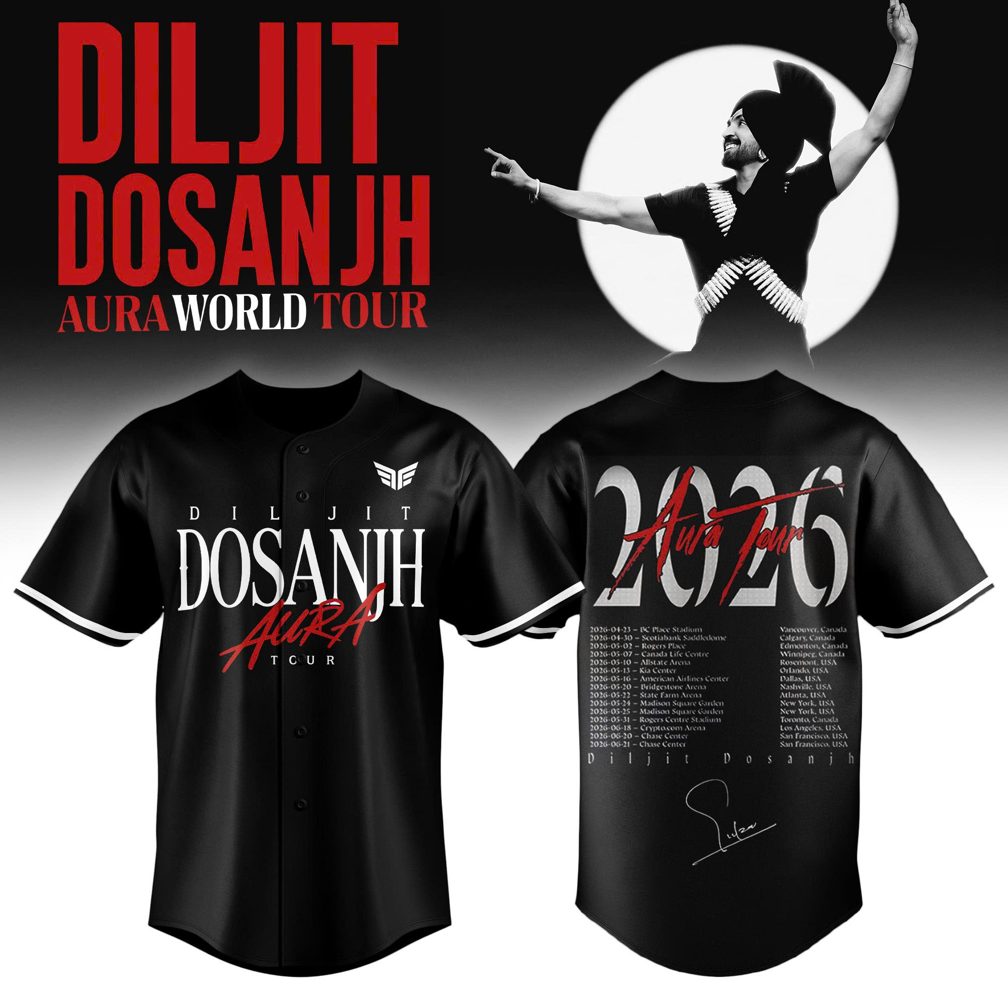 Aura World Tour 2026 Limited Fan Baseball Jersey