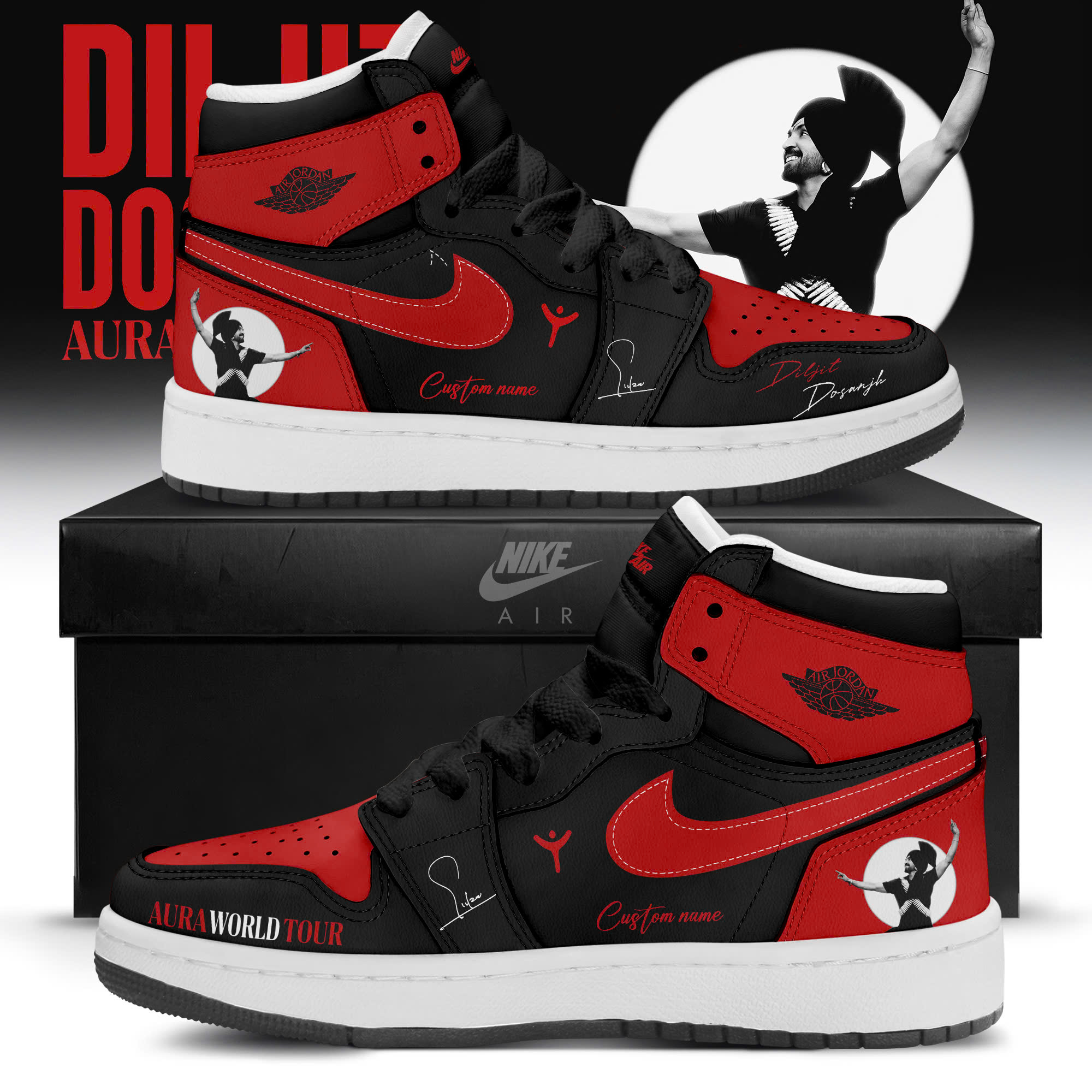 Aura World Tour 2026 Official Air Jordan 1 Fan Sneakers