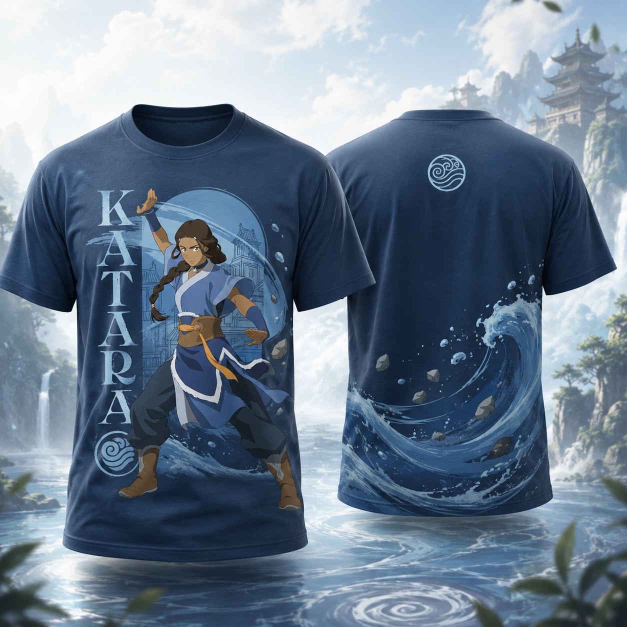 Avatar The Last Airbender Katara Waterbending Double Sided Graphic T Shirt