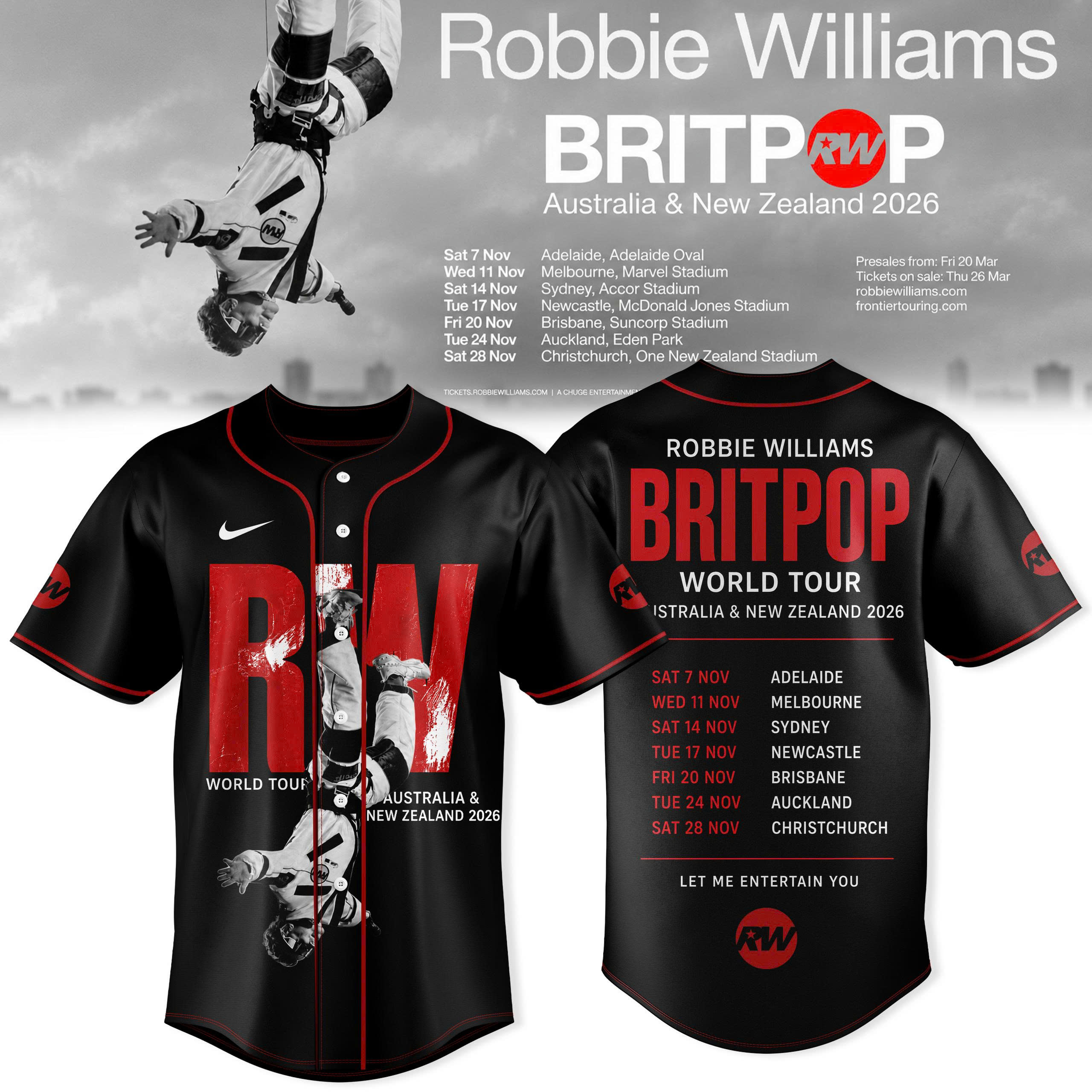 BRITPOP AUNZ Tour 2026 Limited Edition Baseball Jersey