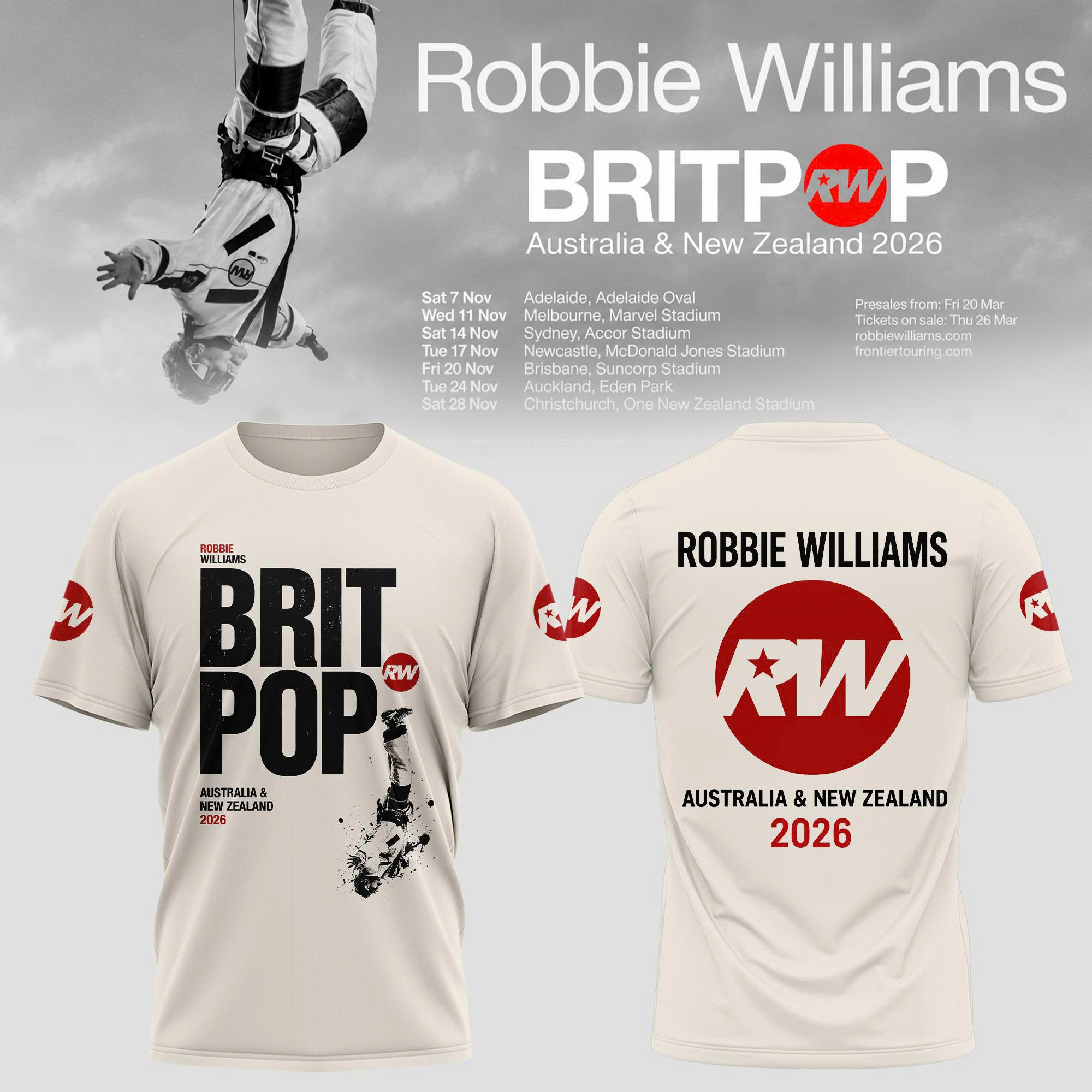 BRITPOP AUNZ Tour 2026 Limited Edition Graphic T Shirt