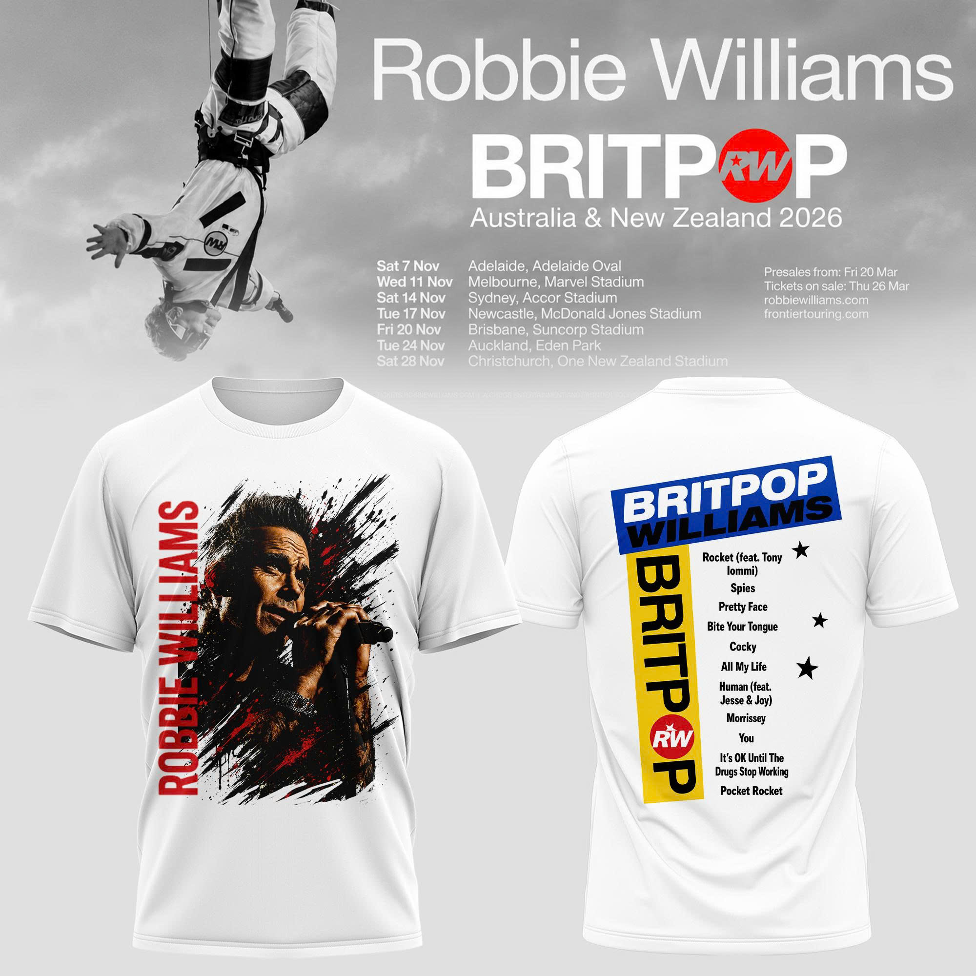 BRITPOP AUNZ Tour 2026 Vintage Concert Graphic T Shirt