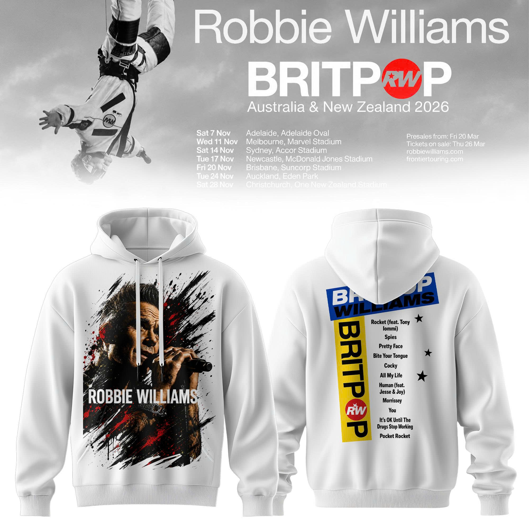 BRITPOP AUNZ Tour 2026 Vintage Tour Hoodie