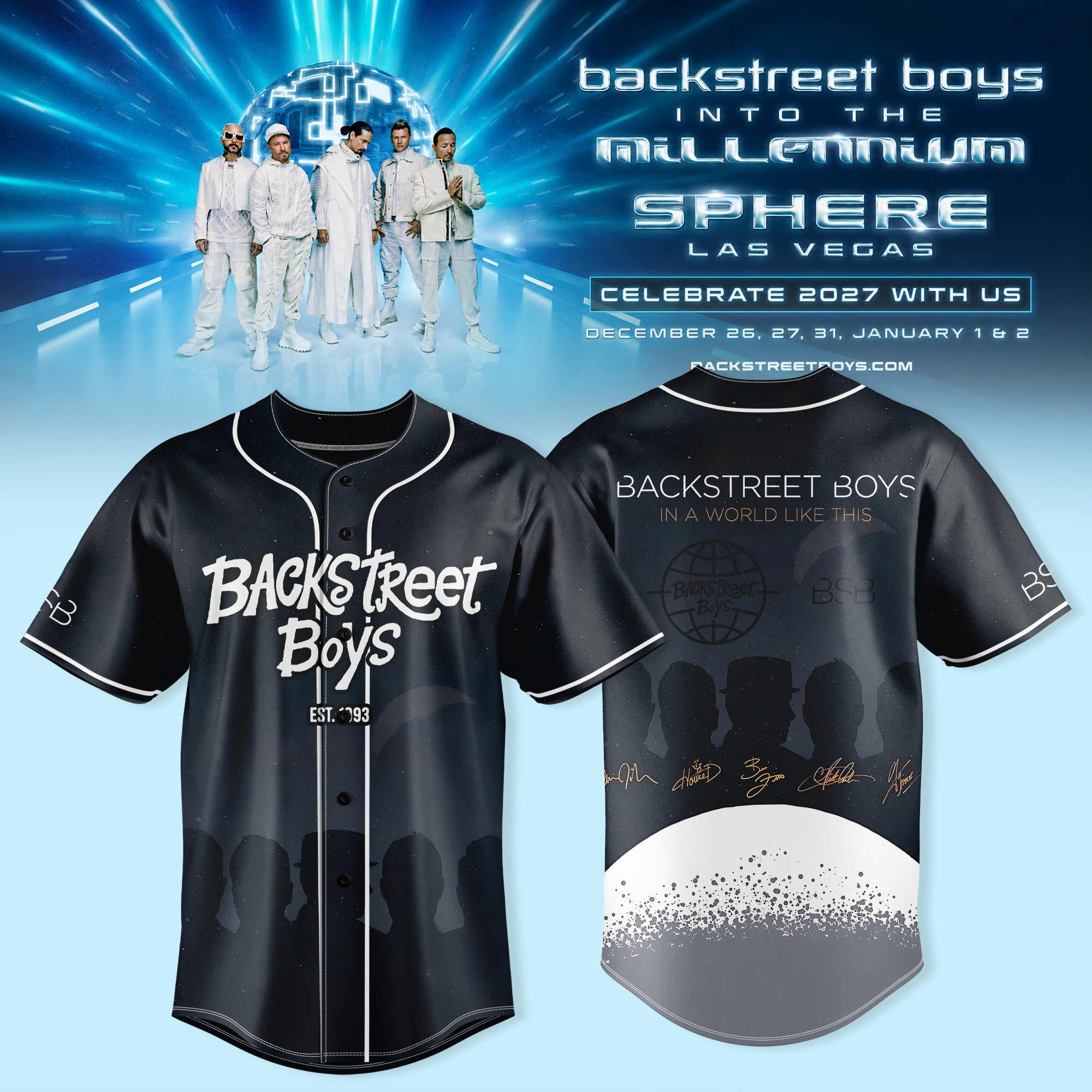 BSB Into The Millennium Sphere Jersey Music Tour Concert Fan Jersey 1 - Unicasport BSB Into The Millennium Sphere Jersey Music Tour Concert Fan Jersey