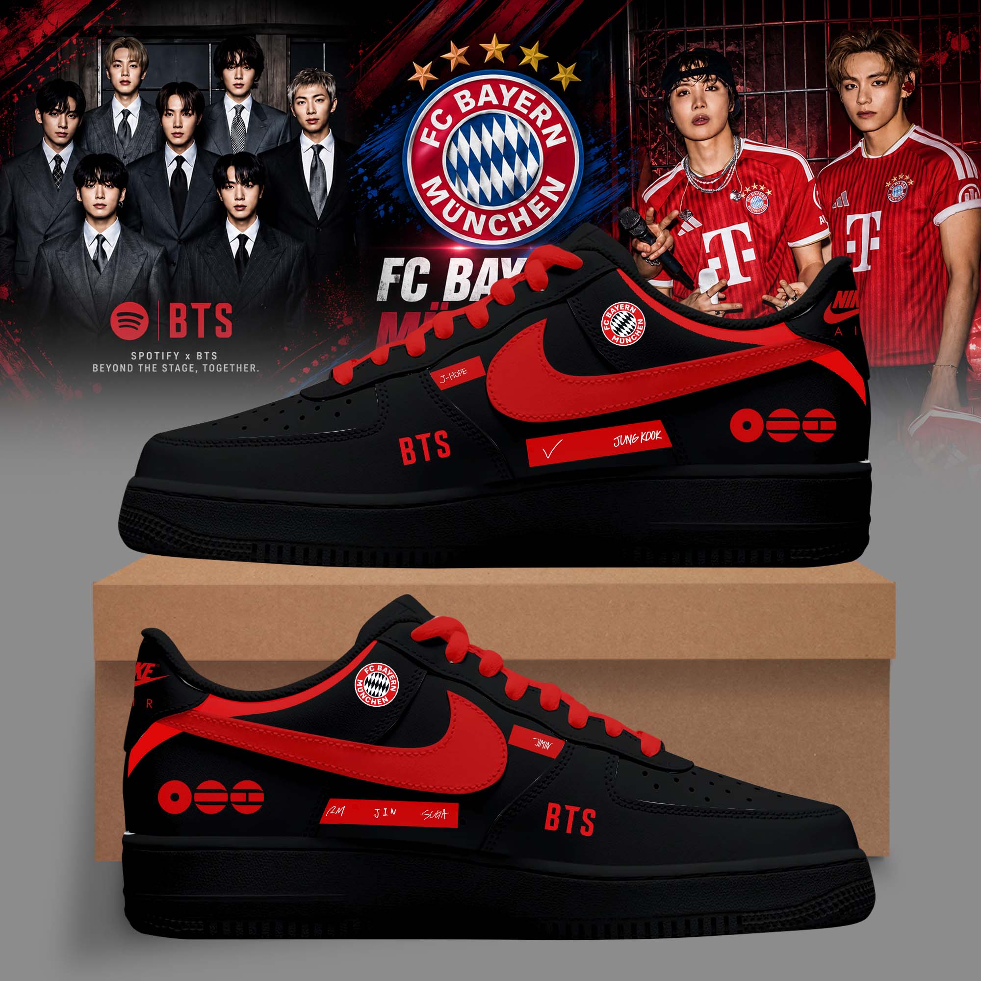 BTS ARIRANG World Tour x Bayern Munich Limited Edition High Top Sneakers