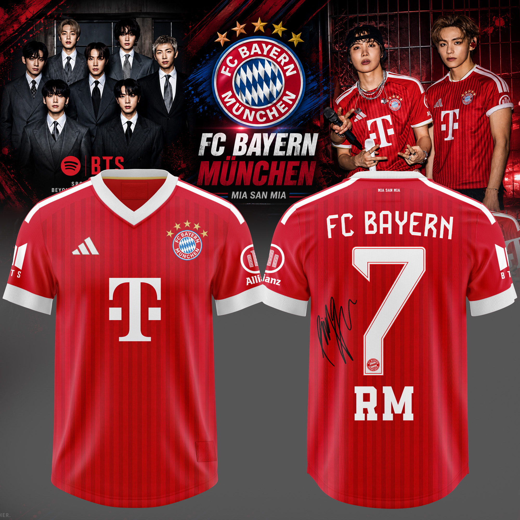 BTS ARIRANG World Tour x Bayern Munich RM Signature Soccer Jersey Limited Edition