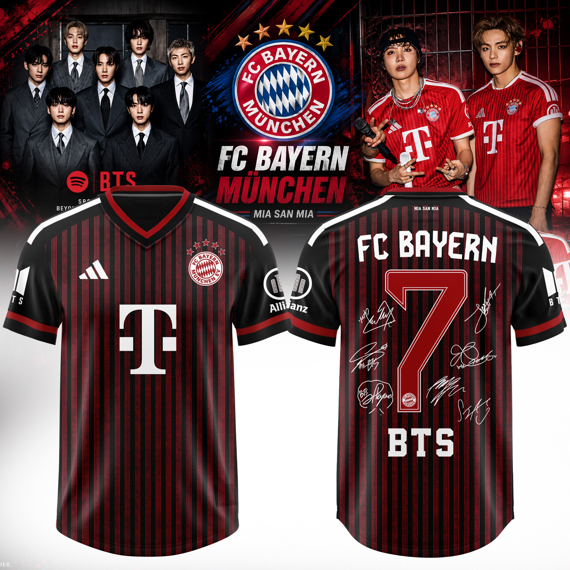 BTS ARIRANG World Tour x Bayern Munich Signature Football Jersey Fan Gift