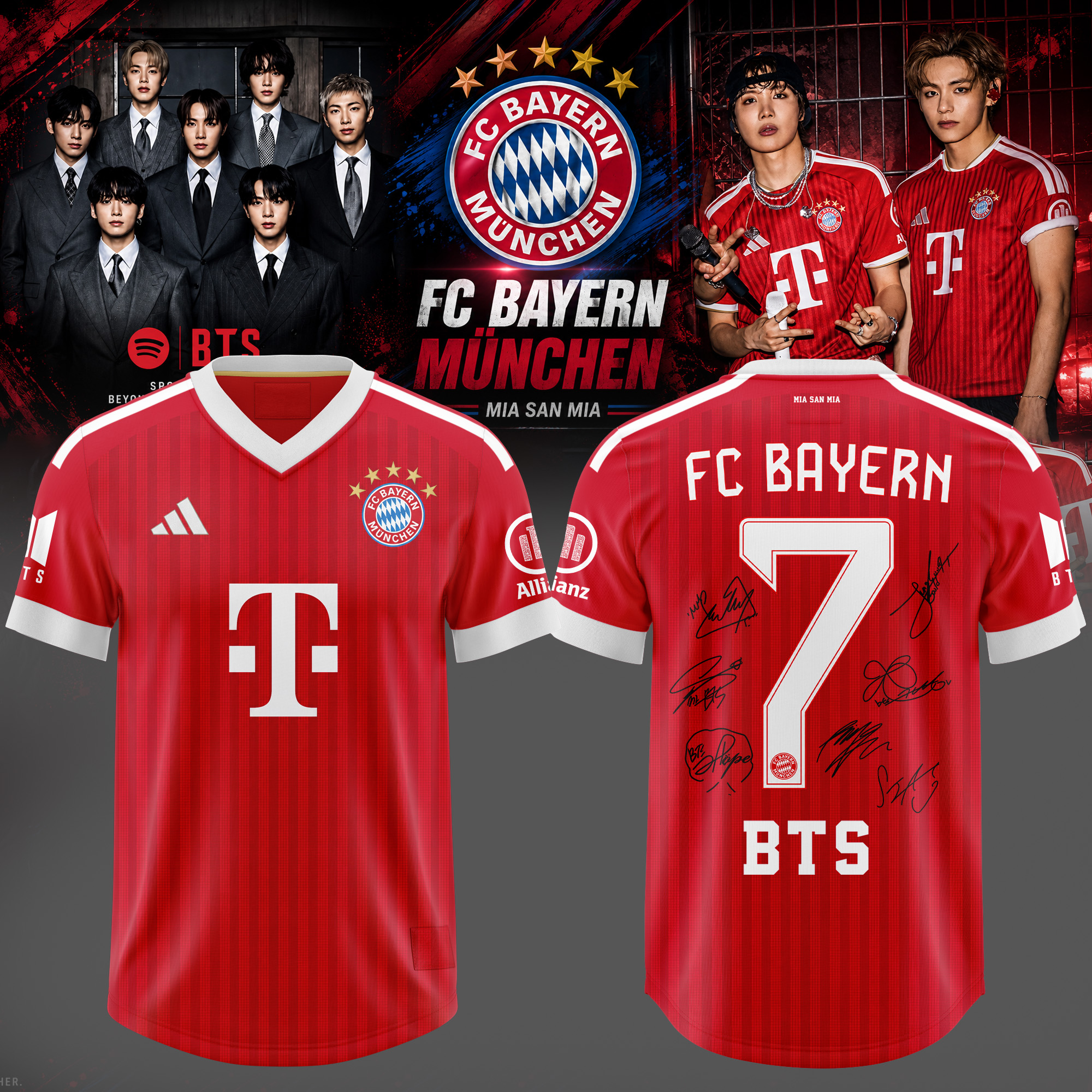 BTS ARIRANG World Tour x FC Bayern Munich Signature BTS Soccer Jersey Fan Edition