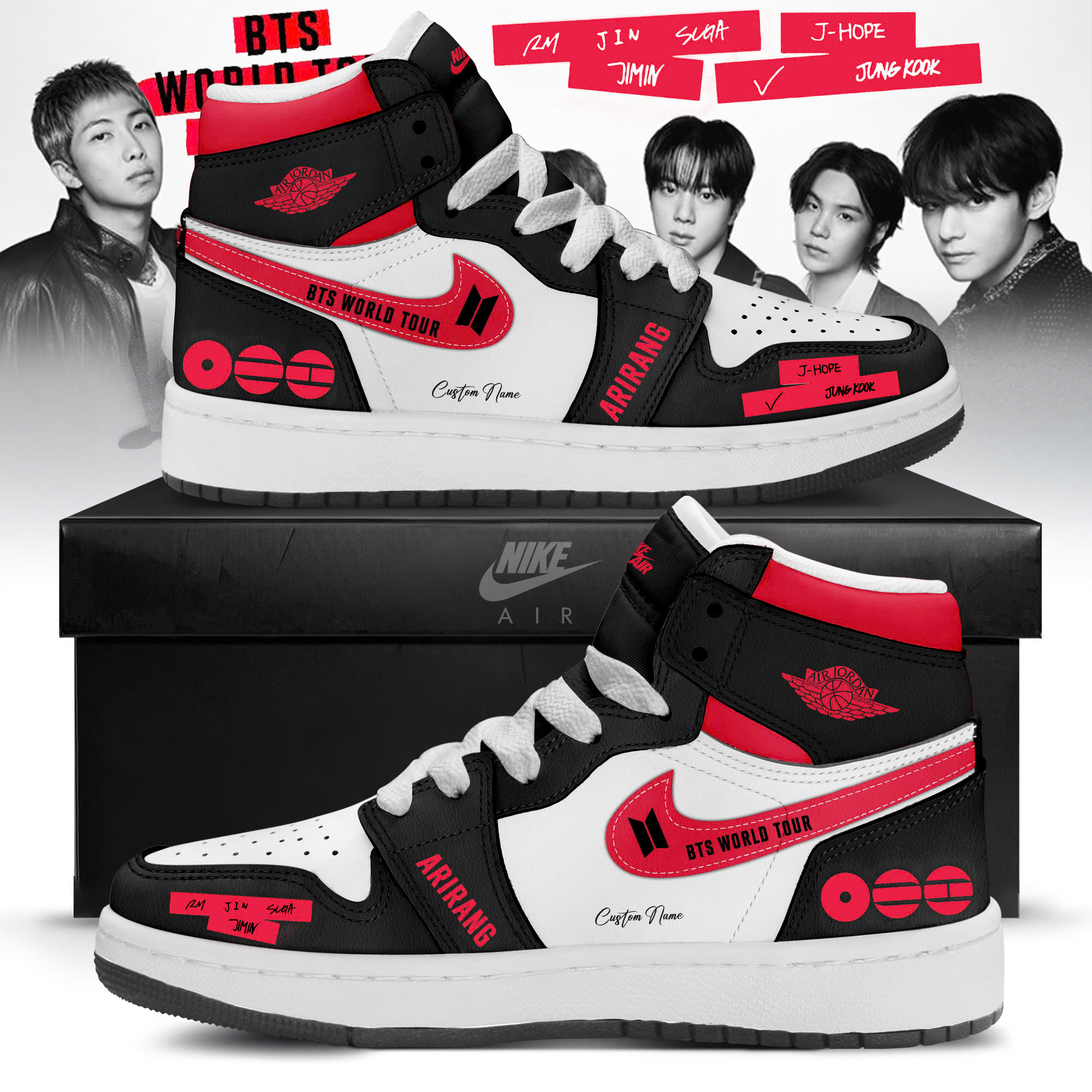 BTS Arirang World Tour 2026 Premium Air Jordan 1 Fan Sneakers