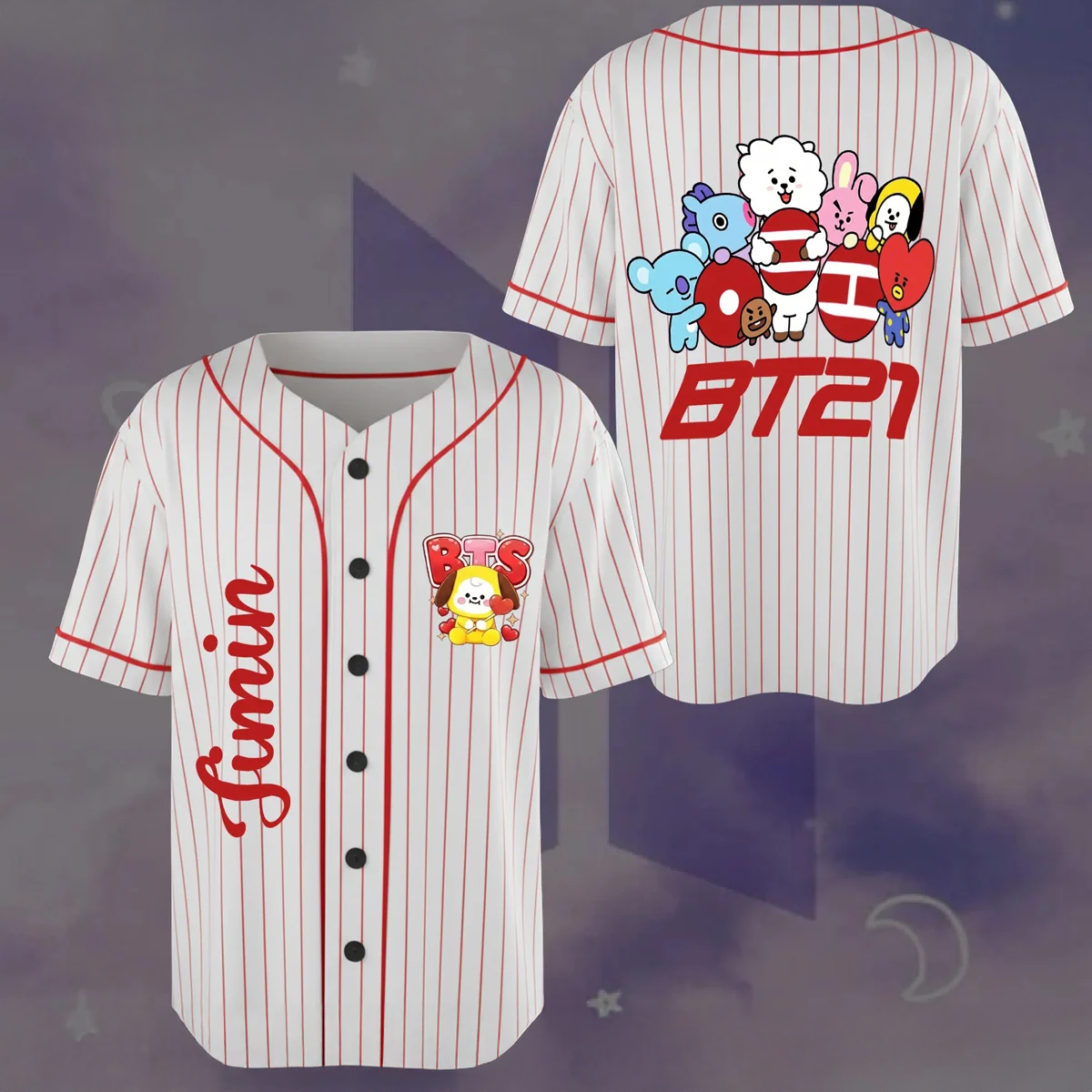 BTS BT21 Premium Baseball Jersey Fan Collection Design Two