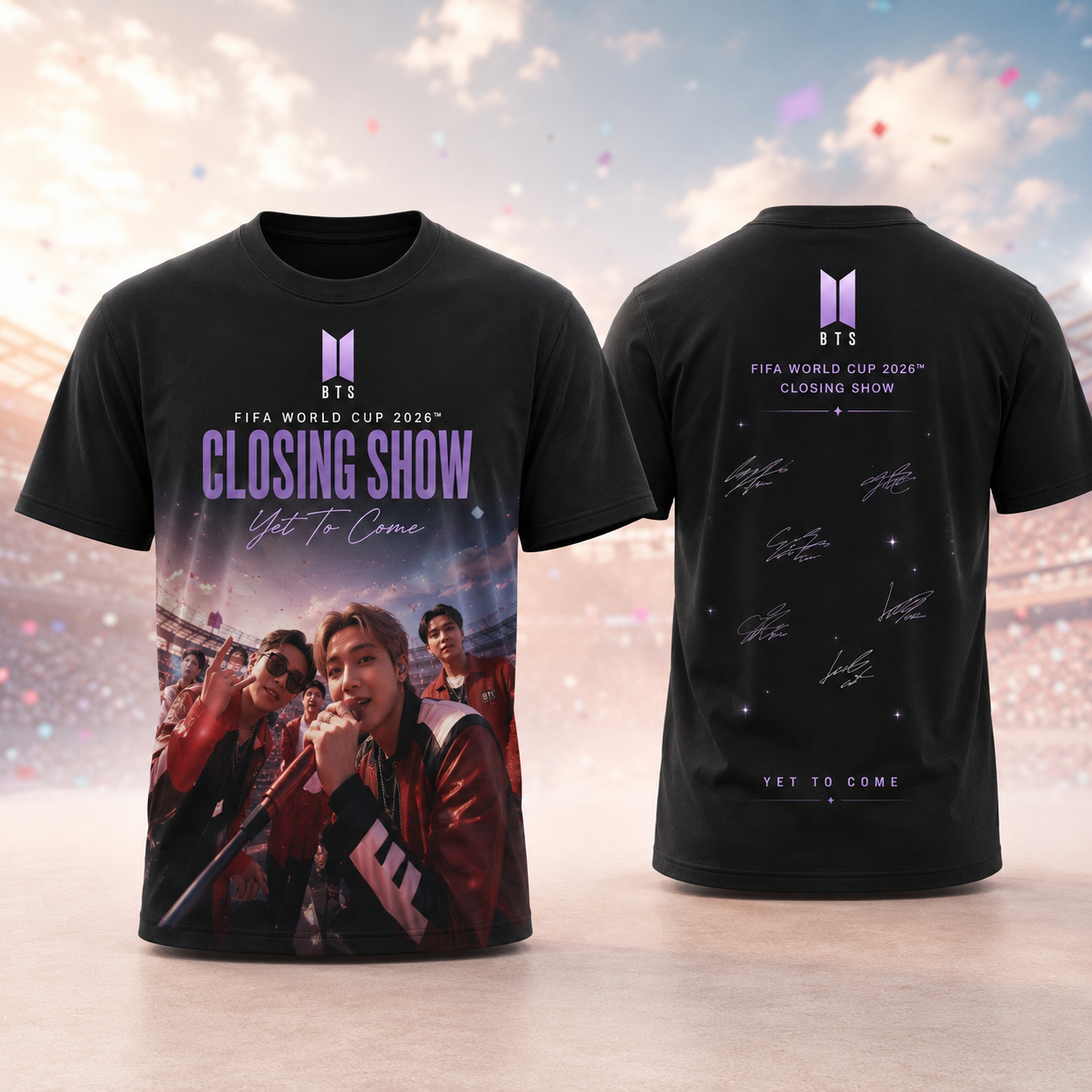 BTS FIFA World Cup 2026 Closing Ceremony Shirt Yet To Come Kpop Concert Graphic Tee ARMY Fan Gift Black T Shirt
