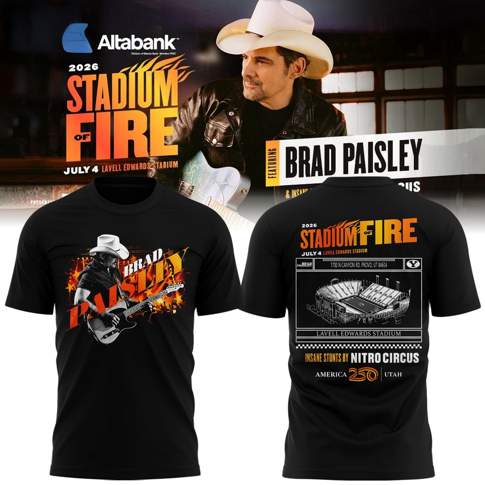 BYU Football x Brad Paisley Stadium Of Fire 2026 Graphic T Shirt