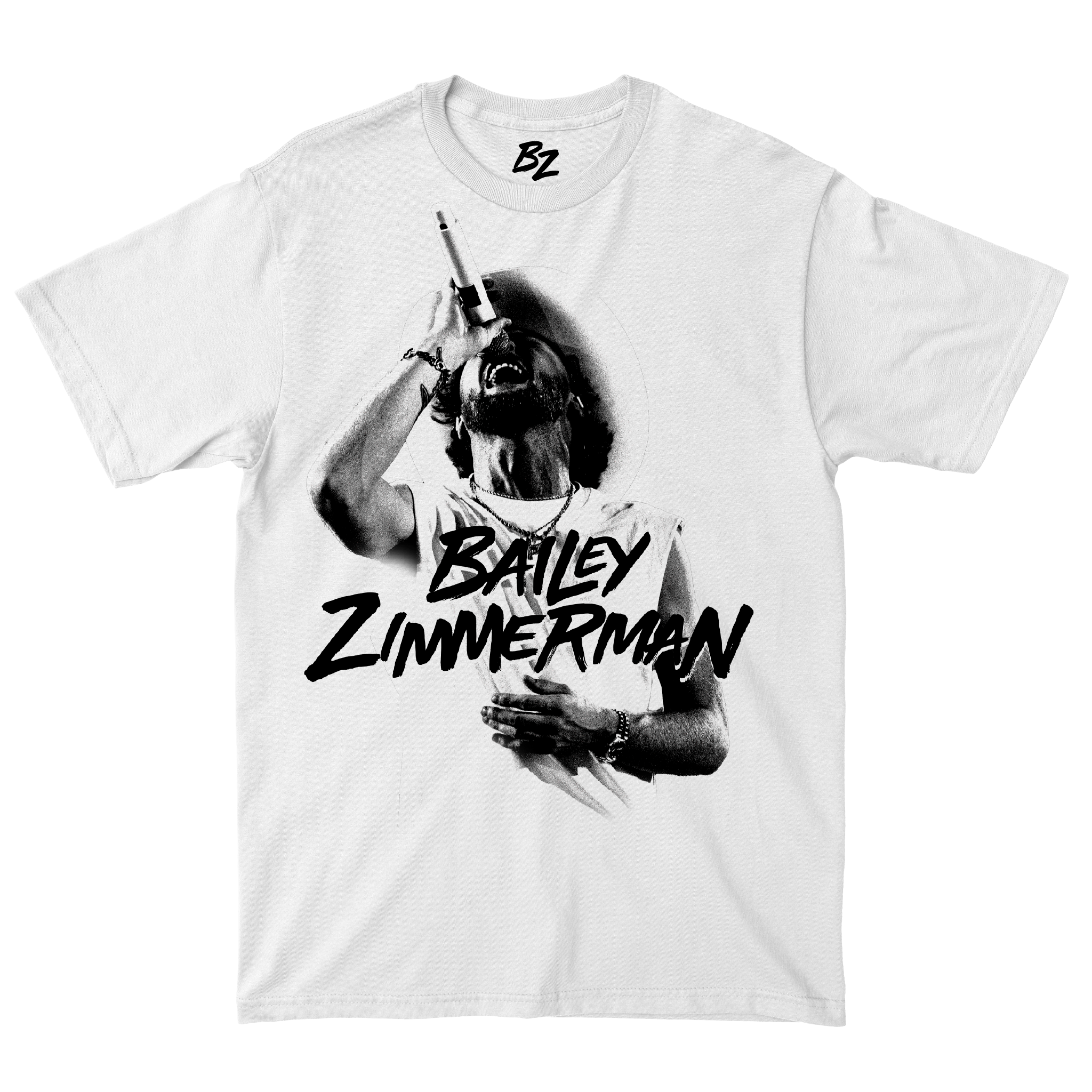 BZ Black and White Photo White T-Shirt Retro Country Music Streetwear Gift for Everyone