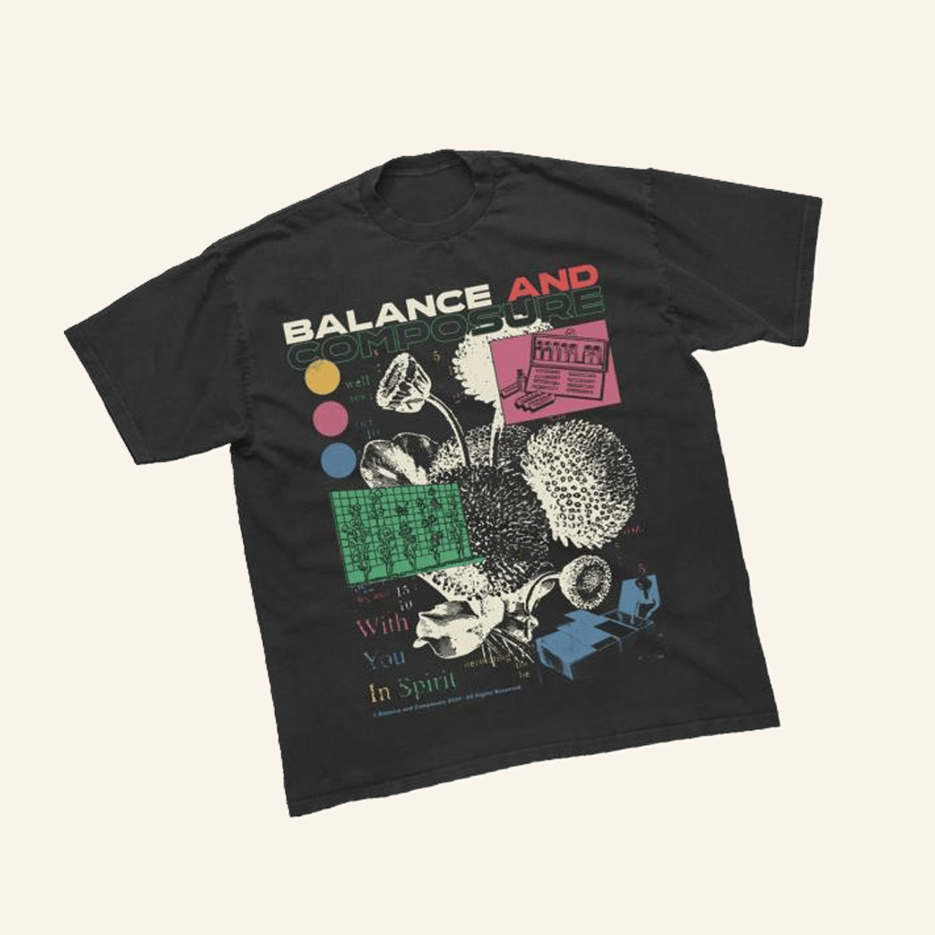 Balance And Comp Band Merch Floral Black TShirt Gift Ideas For Husband