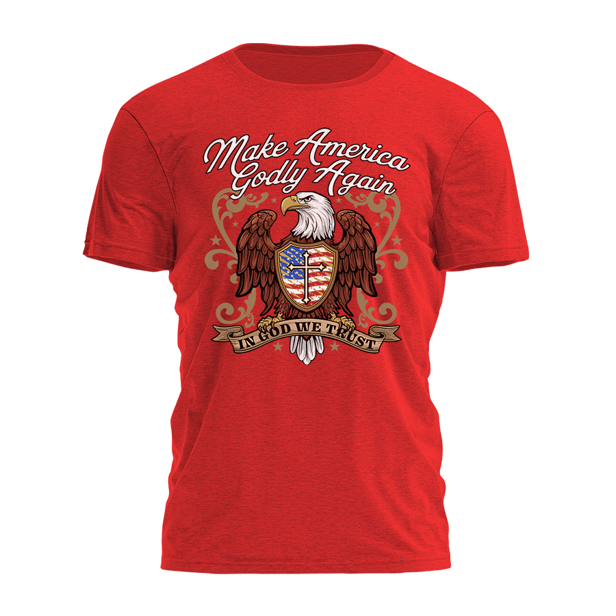 Bald Eagle Make America Godly Again Shirt Patriotic Christian TShirt Gifts For Dad