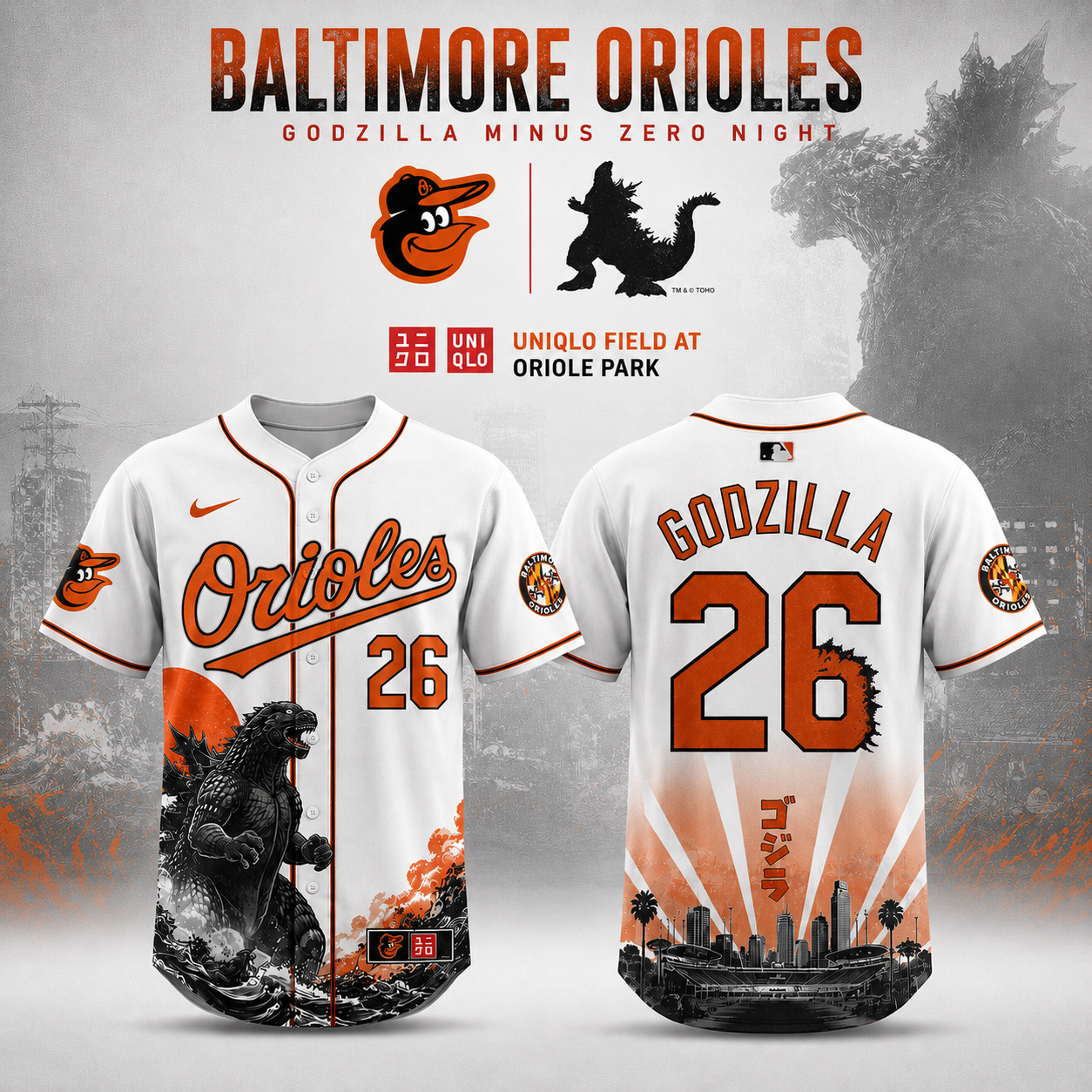 Baltimore Godzilla Minus One Collector Edition Baseball Jersey