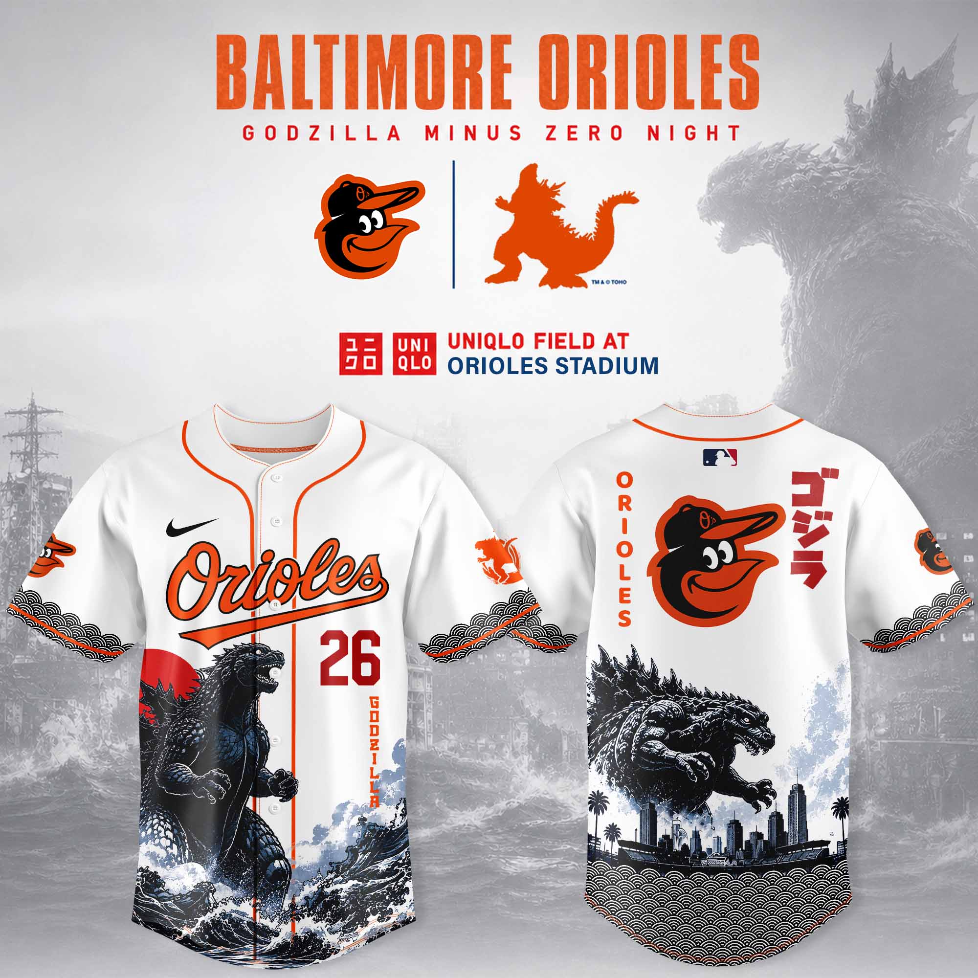 Baltimore Godzilla Minus One Limited Edition Baseball Jersey