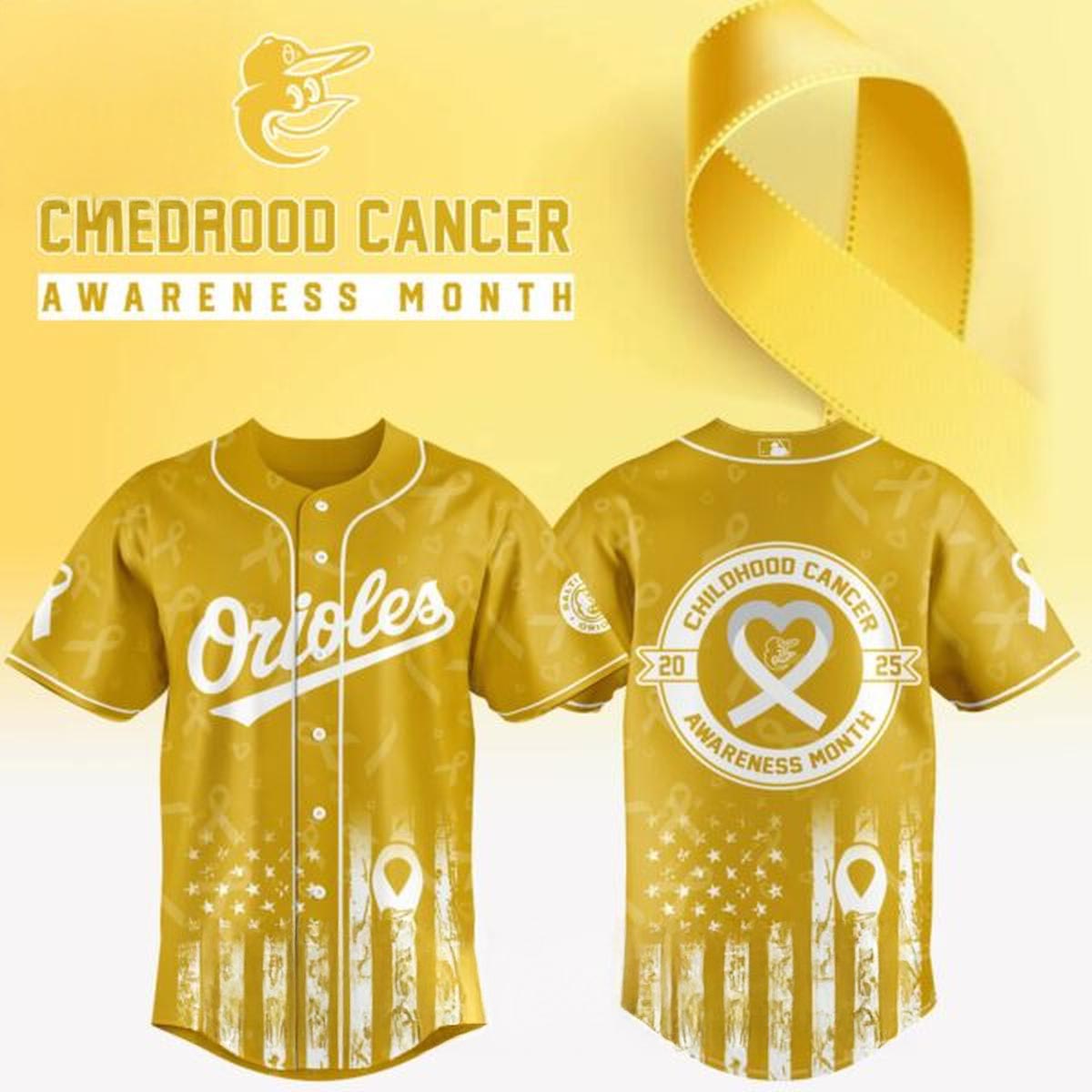Baltimore Orioles Childhood Cancer Awareness Month 2025 Jersey Yellow Baseball Fan Apparel 1 - Unicasport Baltimore Orioles Childhood Cancer Awareness Month 2025 Jersey Yellow Baseball Fan Apparel