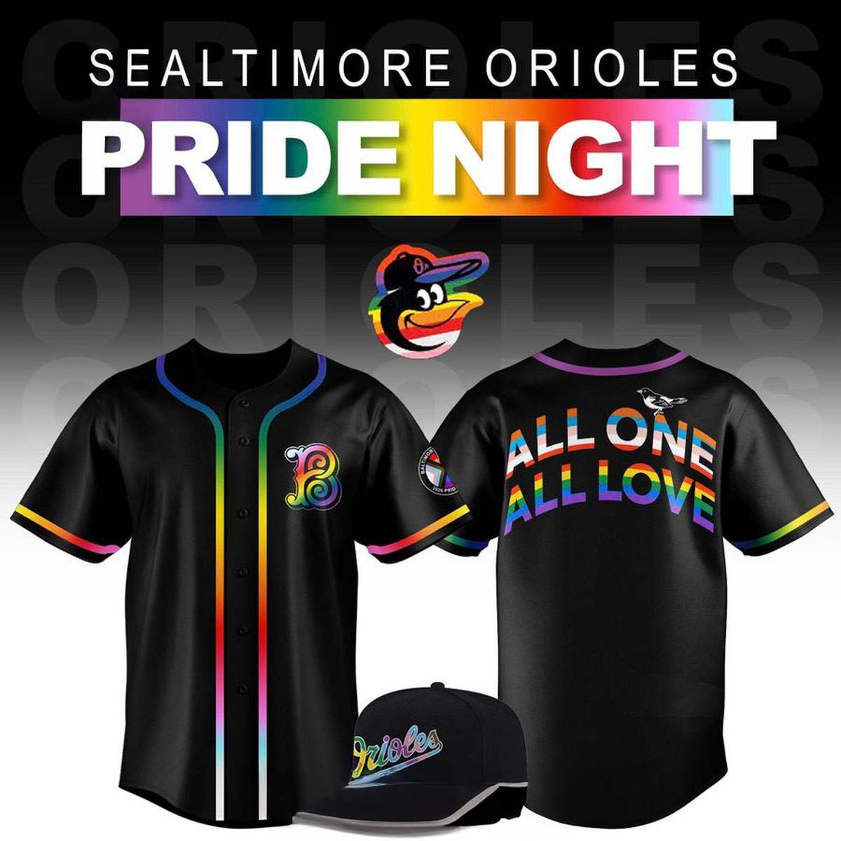 Baltimore Orioles Pride Night 2026 All Love Personalized Baseball Jersey Black Baseball Fanwear 1 - Unicasport Baltimore Orioles Pride Night 2026 All Love Personalized Baseball Jersey Black Baseball Fanwear