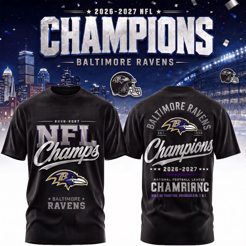 Baltimore Ravens 2026 2027 NFL Team Champions Premium 3D Fan Shirt