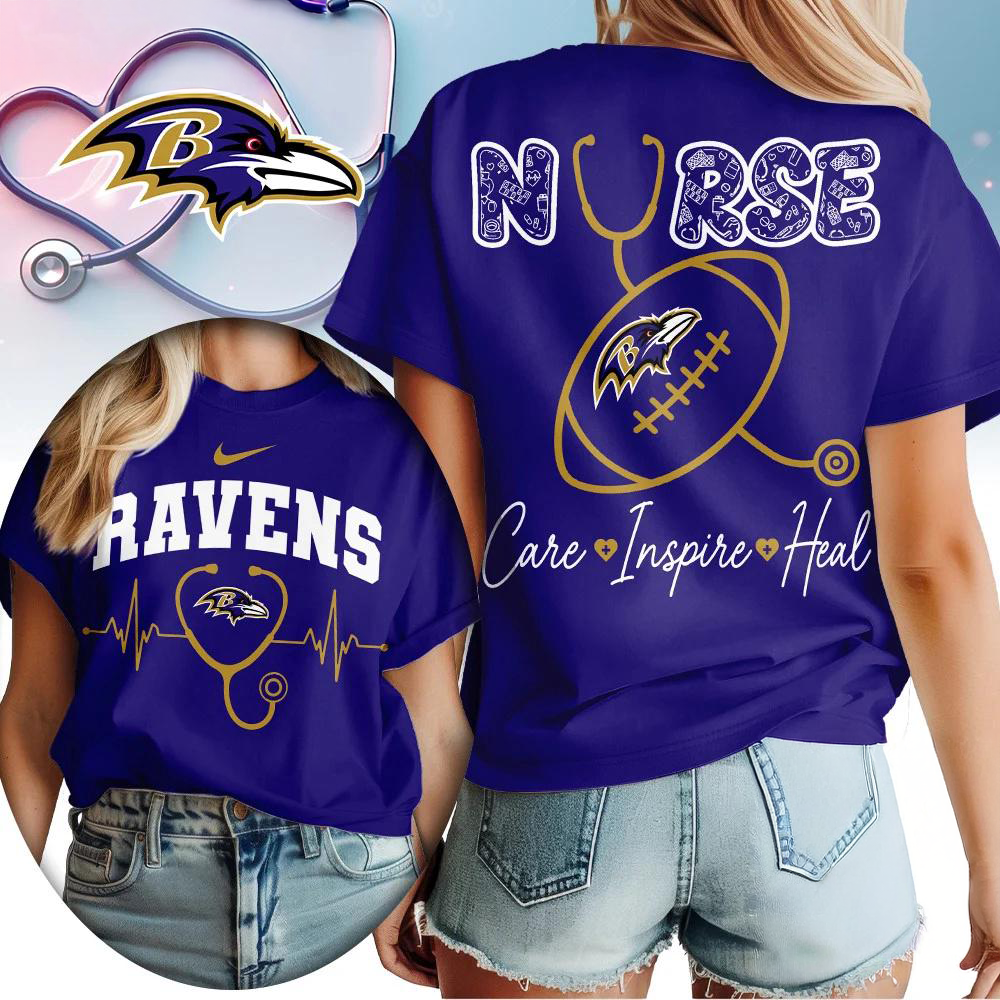 Baltimore Ravens 2026 NFL Nurse Care Inspire Heal Unisex 3D Shirt