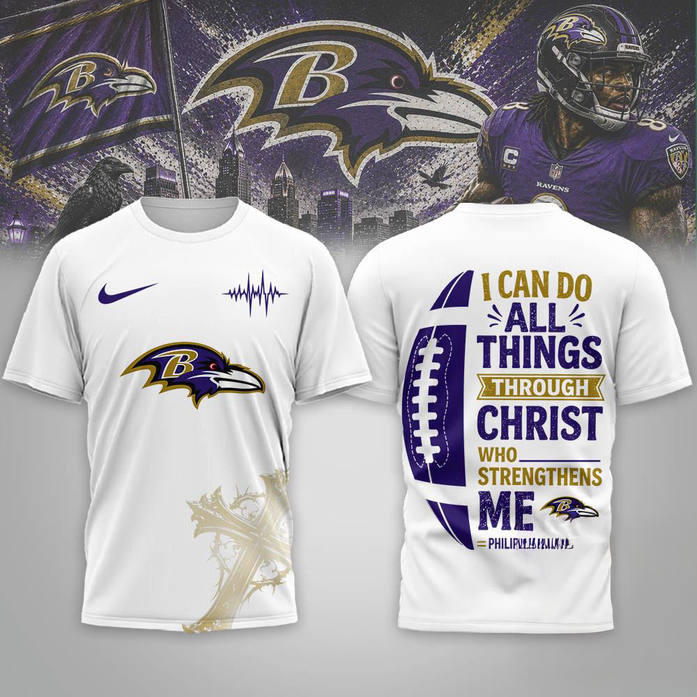 Baltimore Ravens Christ Strengthens Me Limited 3D Graphic Shirt
