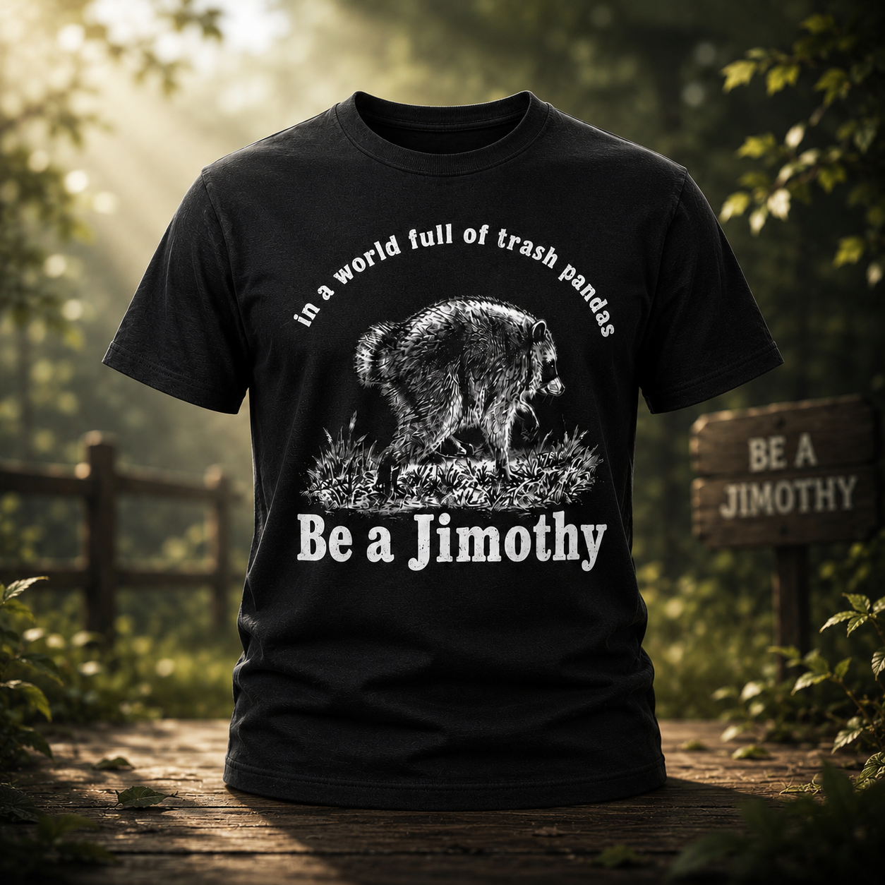 Be a Jimothy Funny Raccoon Graphic T Shirt Woodland Humor Meme Unisex Tee Nature Lover Gift