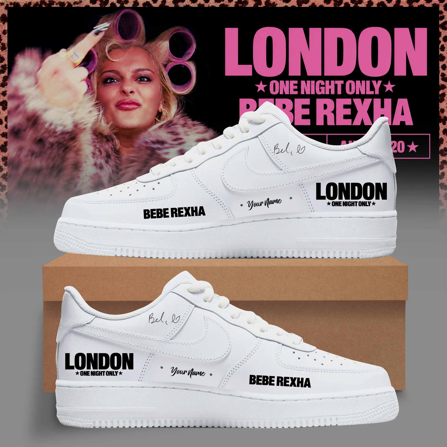 Bebe Rexha Limited London 2026 Custom Sneakers White Edition