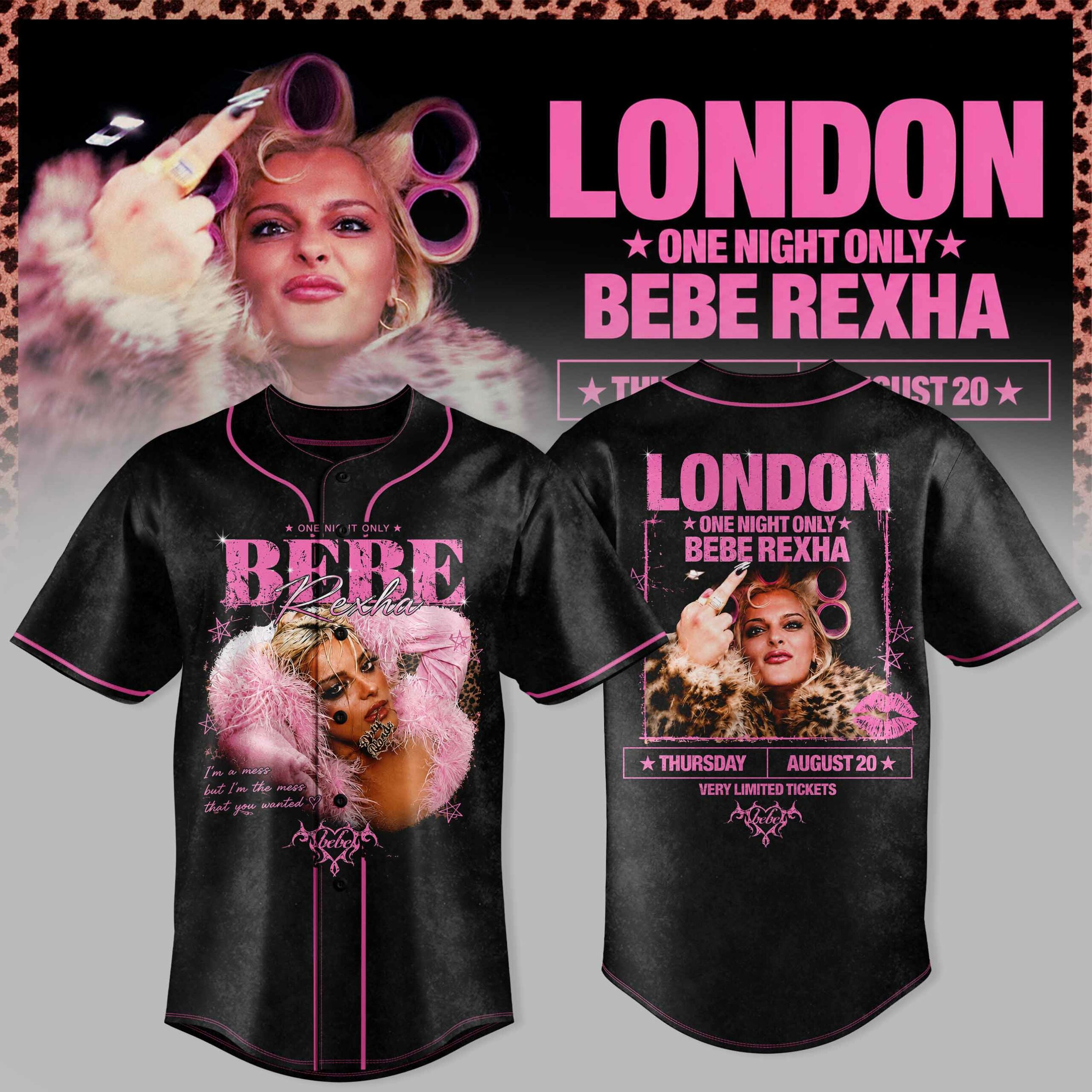 Bebe Rexha Premium Limited London Signature Baseball Jersey