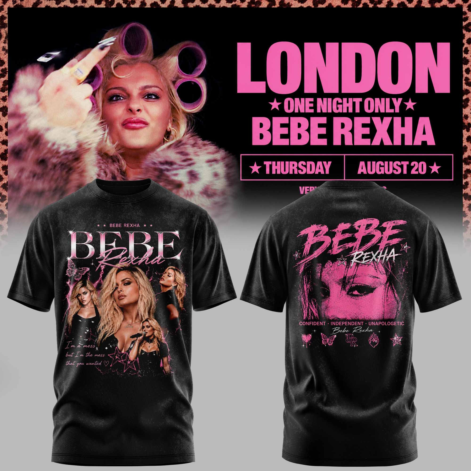 Bebe Rexha UK Tour London Limited Edition Graphic T Shirt
