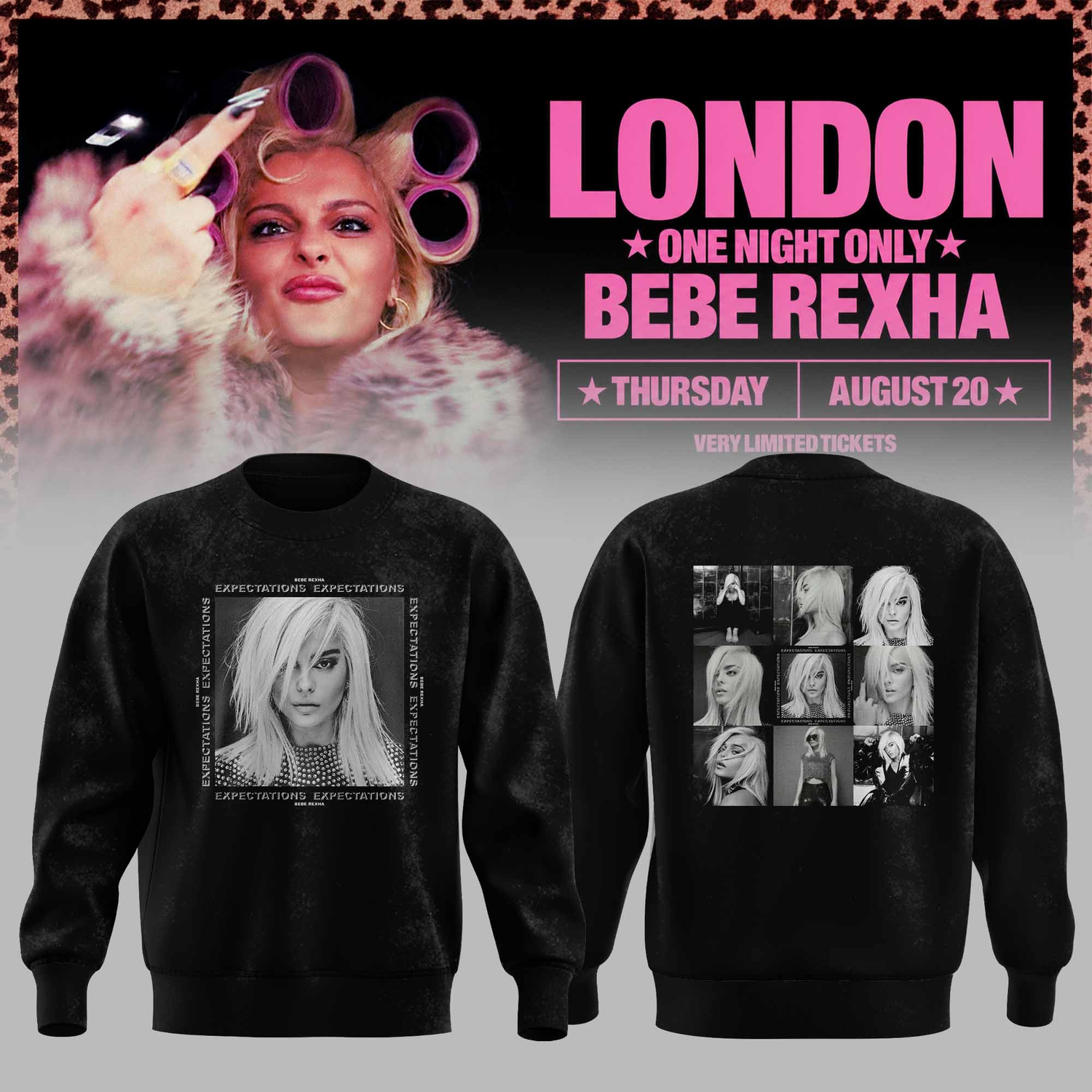 Bebe Rexha UK Tour London Premium Concert Crewneck Sweatshirt