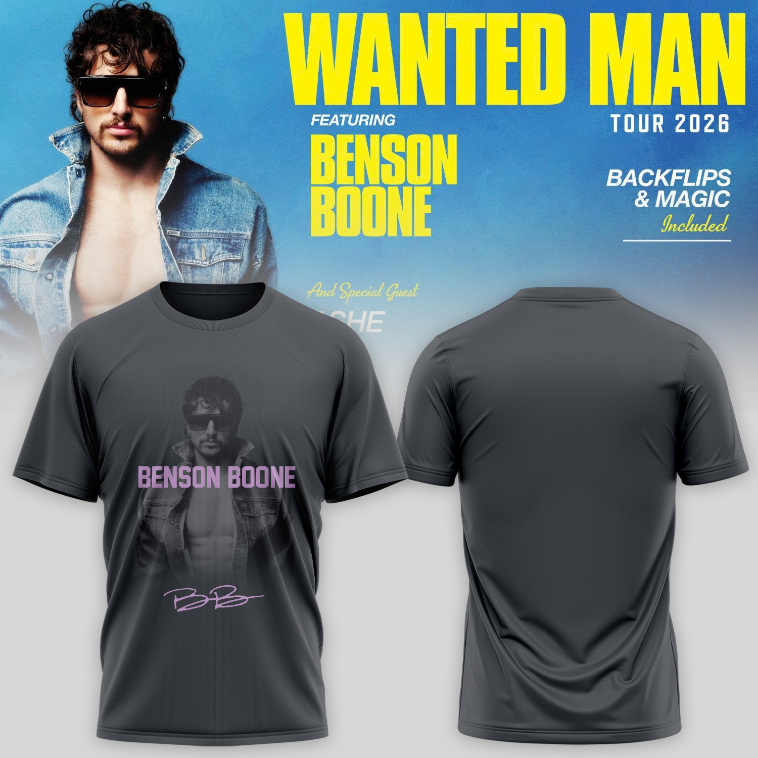 Benson Boone Wanted Man Signed Collector Fan T Shirt