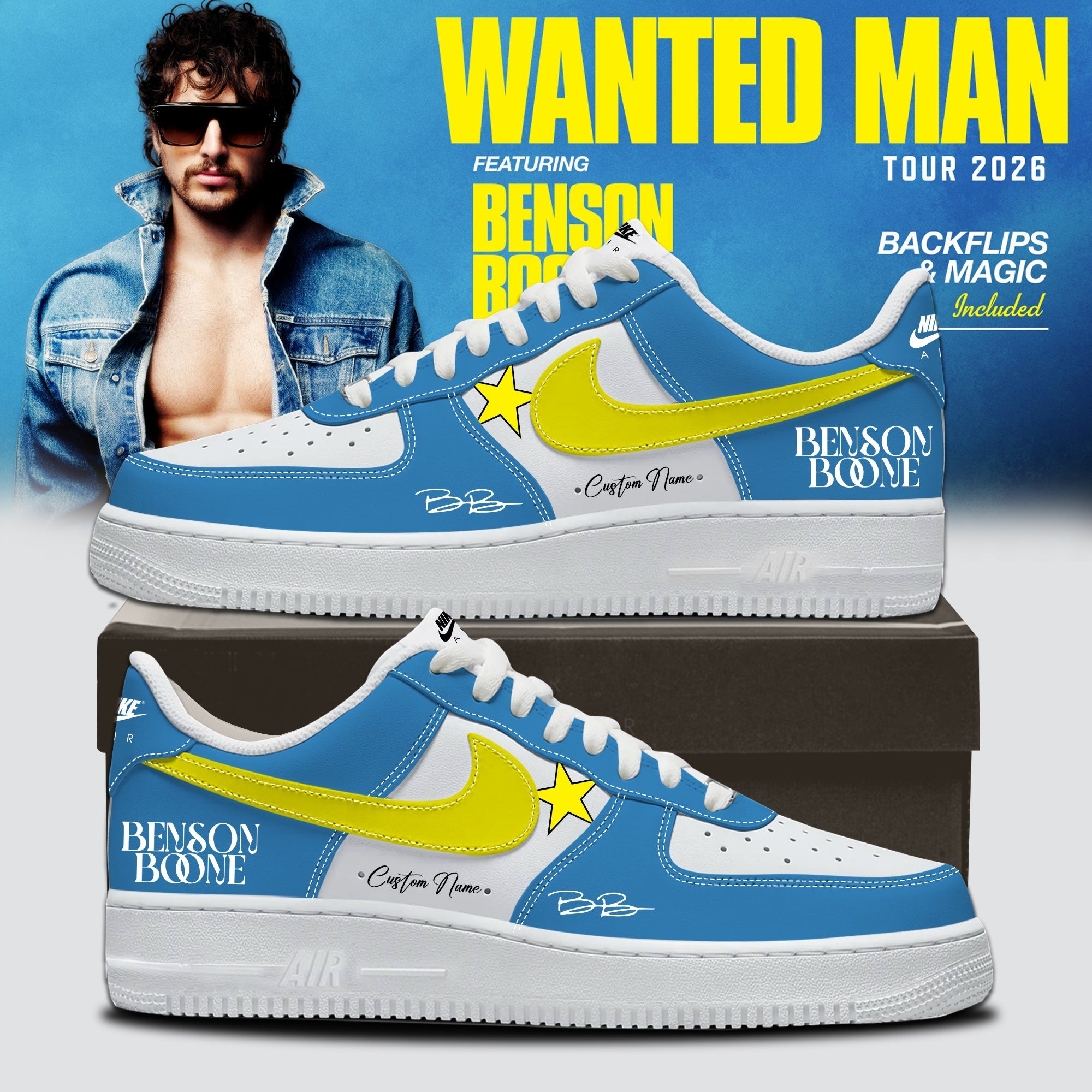 Benson Boone Wanted Man Signed Custom High Top Sneakers
