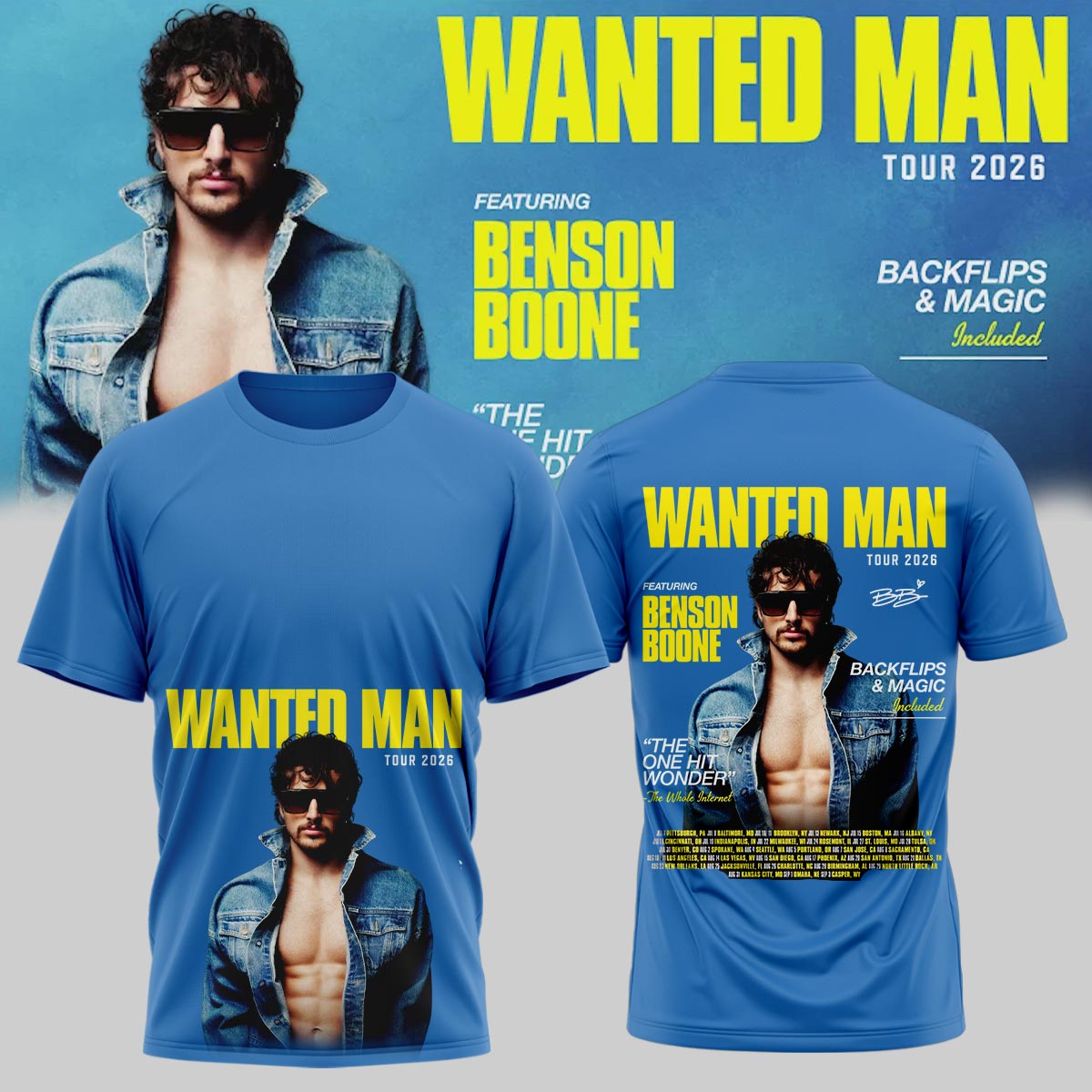 Benson Boone Wanted Man Signed Graphic Tour Tee