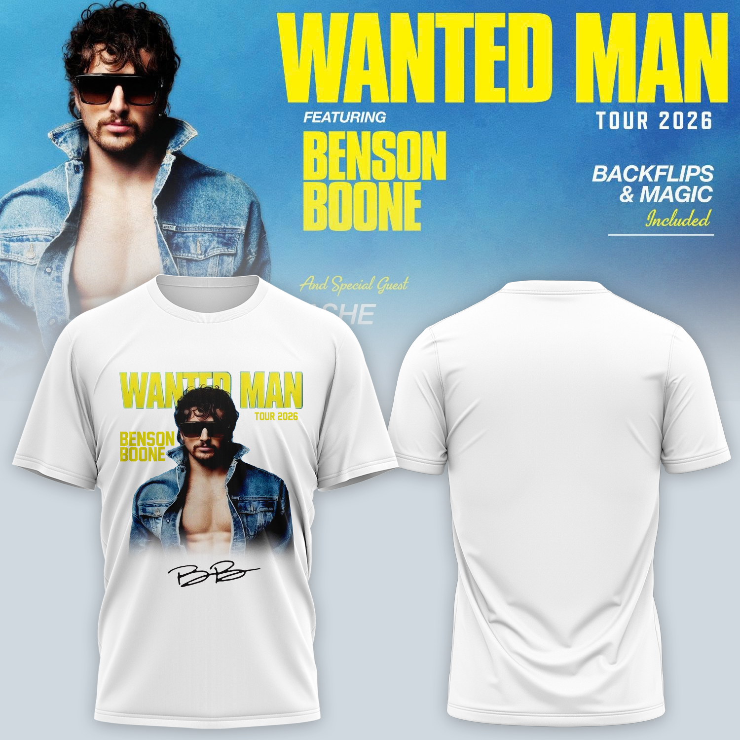 Benson Boone Wanted Man Signed Premium Graphic Tee