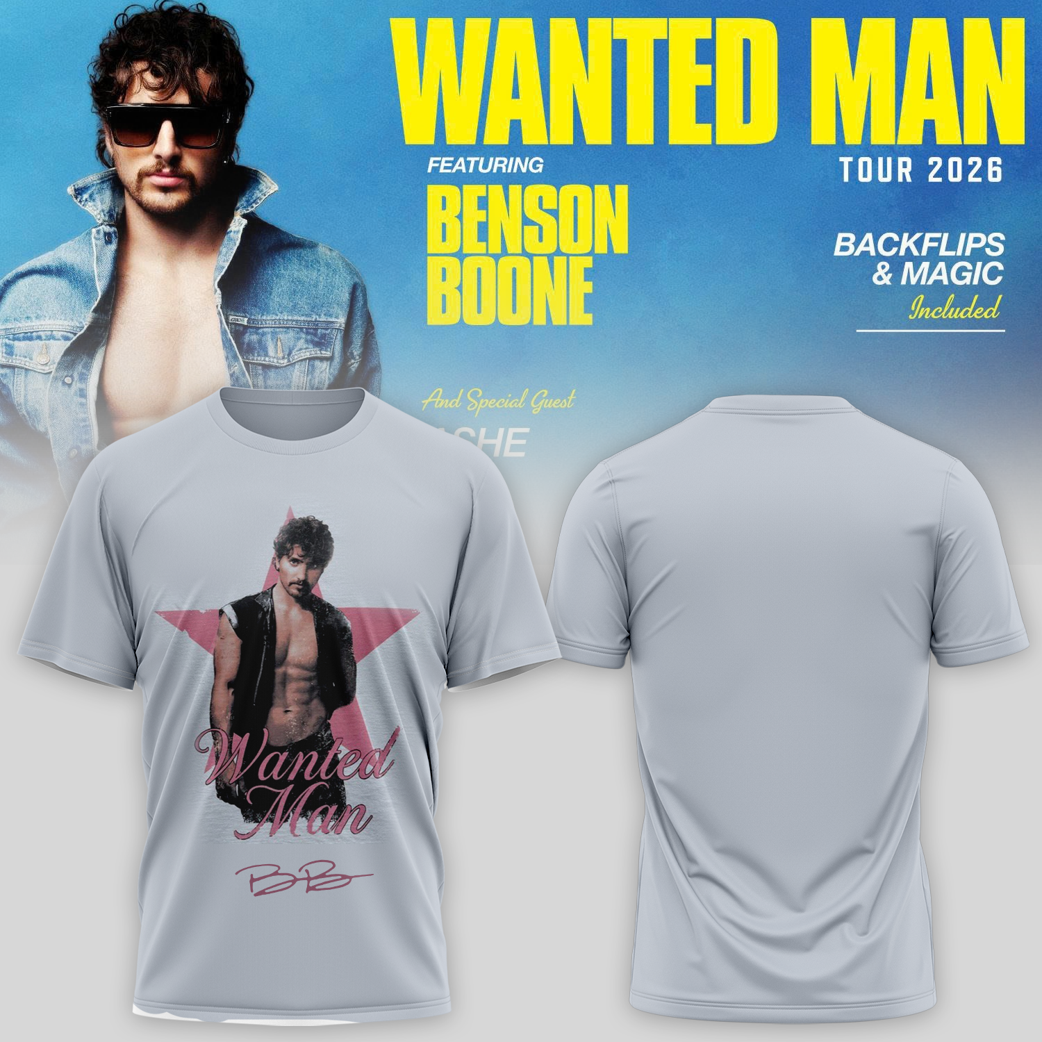Benson Boone Wanted Man Signed Signature Fan T Shirt